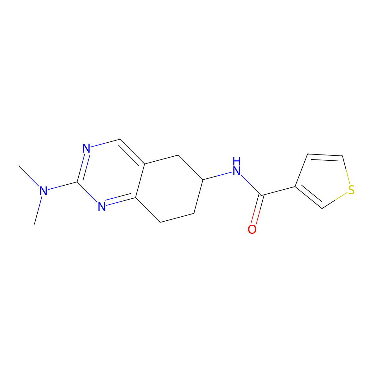 N-[2-(dimethylamino)-5,6,7,8-tetrahydroquinazolin-6-yl]thiophene-3-carboxamide molecular structure, CAS 2097869-09-3
