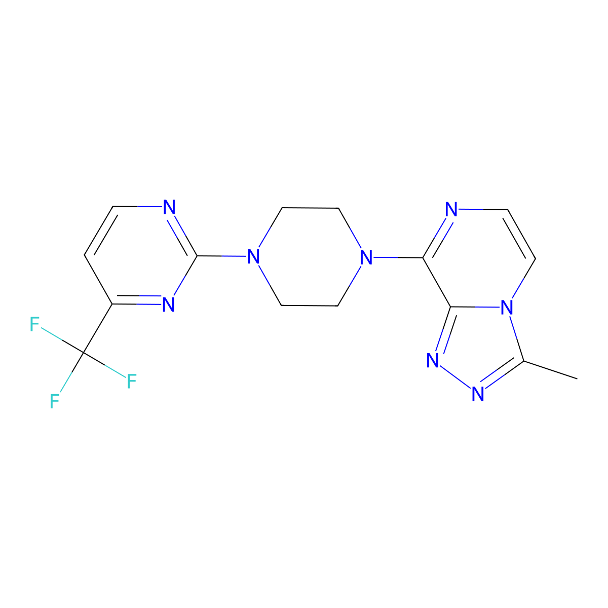 2-(4-{3-Methyl-[1,2,4]triazolo[4,3-a]pyrazin-8-yl}piperazin-1-yl)-4-(trifluoromethyl)pyrimidine molecular structure, CAS 2097869-13-9