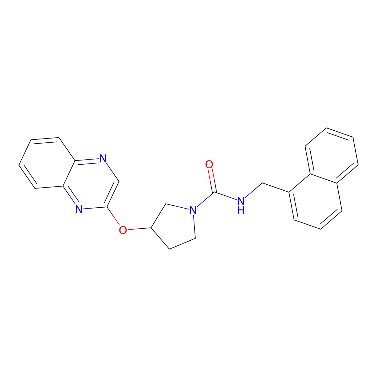 N-[(naphthalen-1-yl)methyl]-3-(quinoxalin-2-yloxy)pyrrolidine-1-carboxamide molecular structure, CAS 2097869-18-4