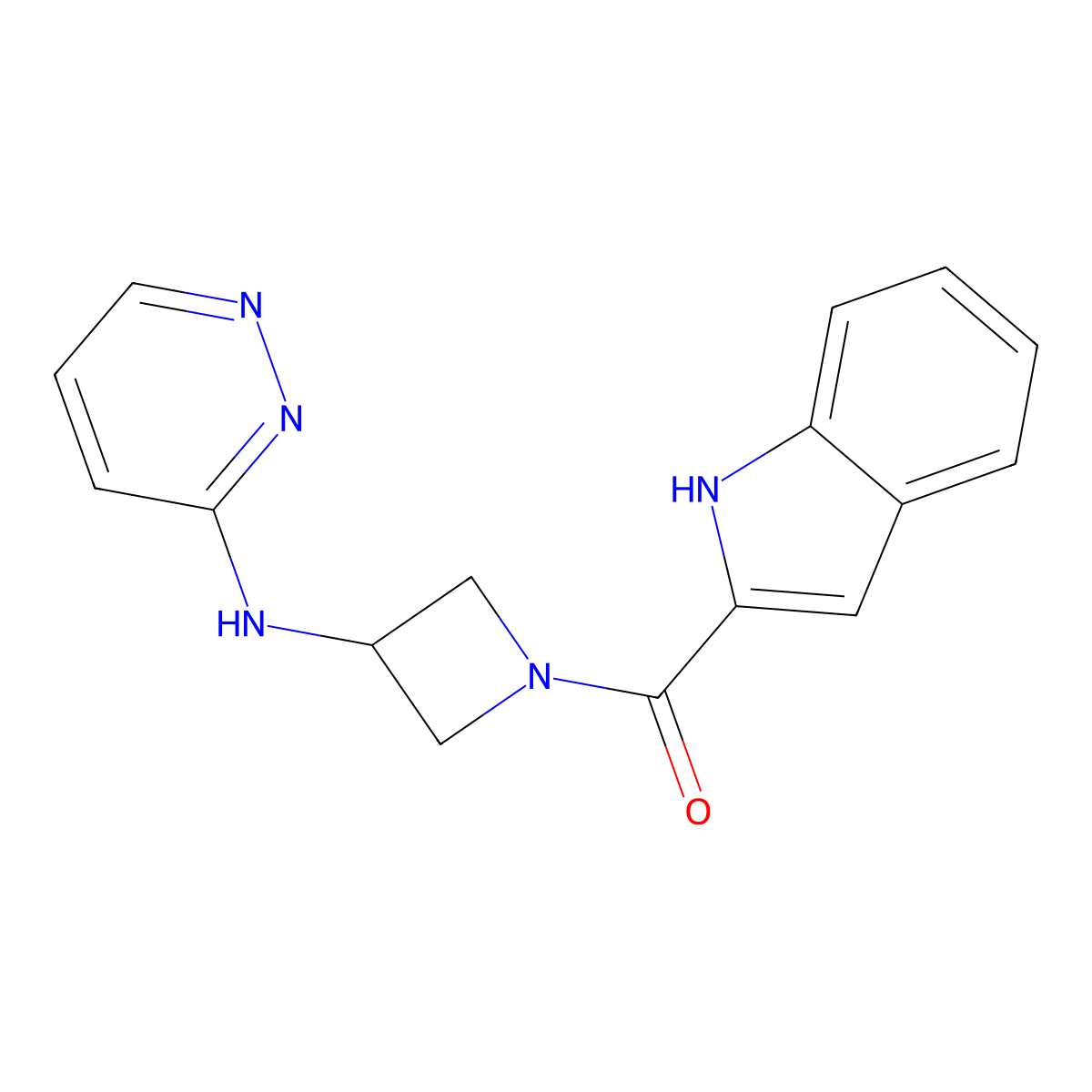 N-[1-(1H-indole-2-carbonyl)azetidin-3-yl]pyridazin-3-amine molecular structure, CAS 2097869-23-1