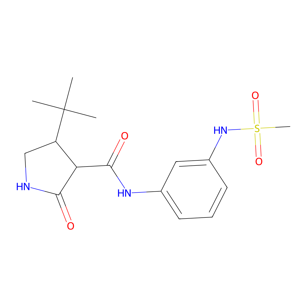 4-tert-butyl-N-(3-methanesulfonamidophenyl)-2-oxopyrrolidine-3-carboxamide molecular structure, CAS 2097869-26-4
