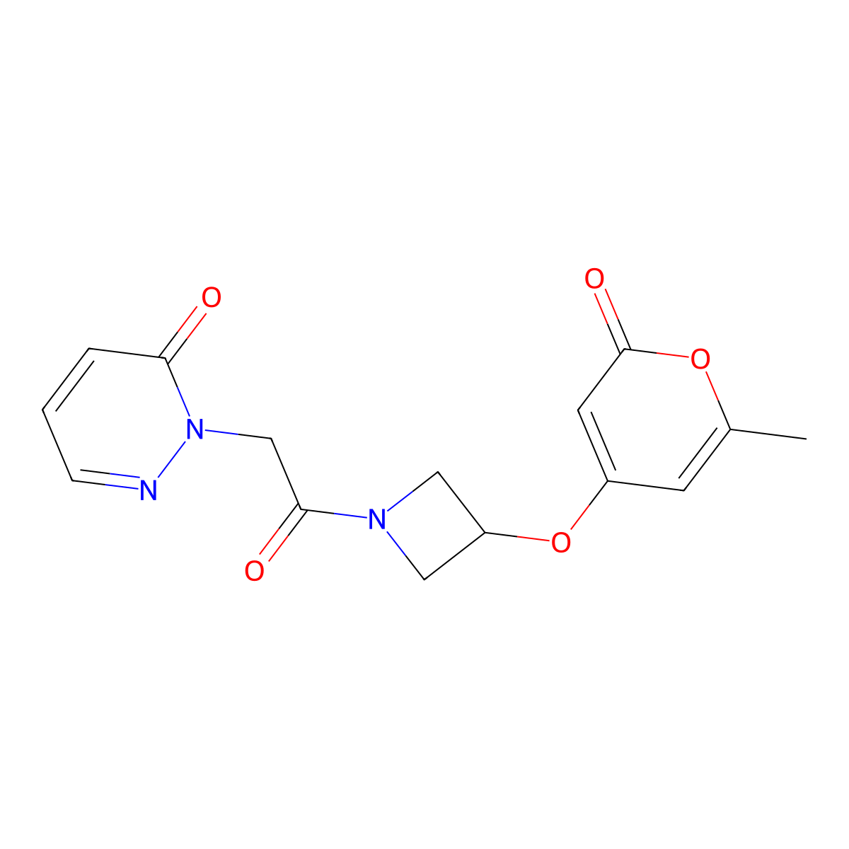 2-(2-(3-((6-methyl-2-oxo-2H-pyran-4-yl)oxy)azetidin-1-yl)-2-oxoethyl)pyridazin-3(2H)-one molecular structure, CAS 2097869-30-0