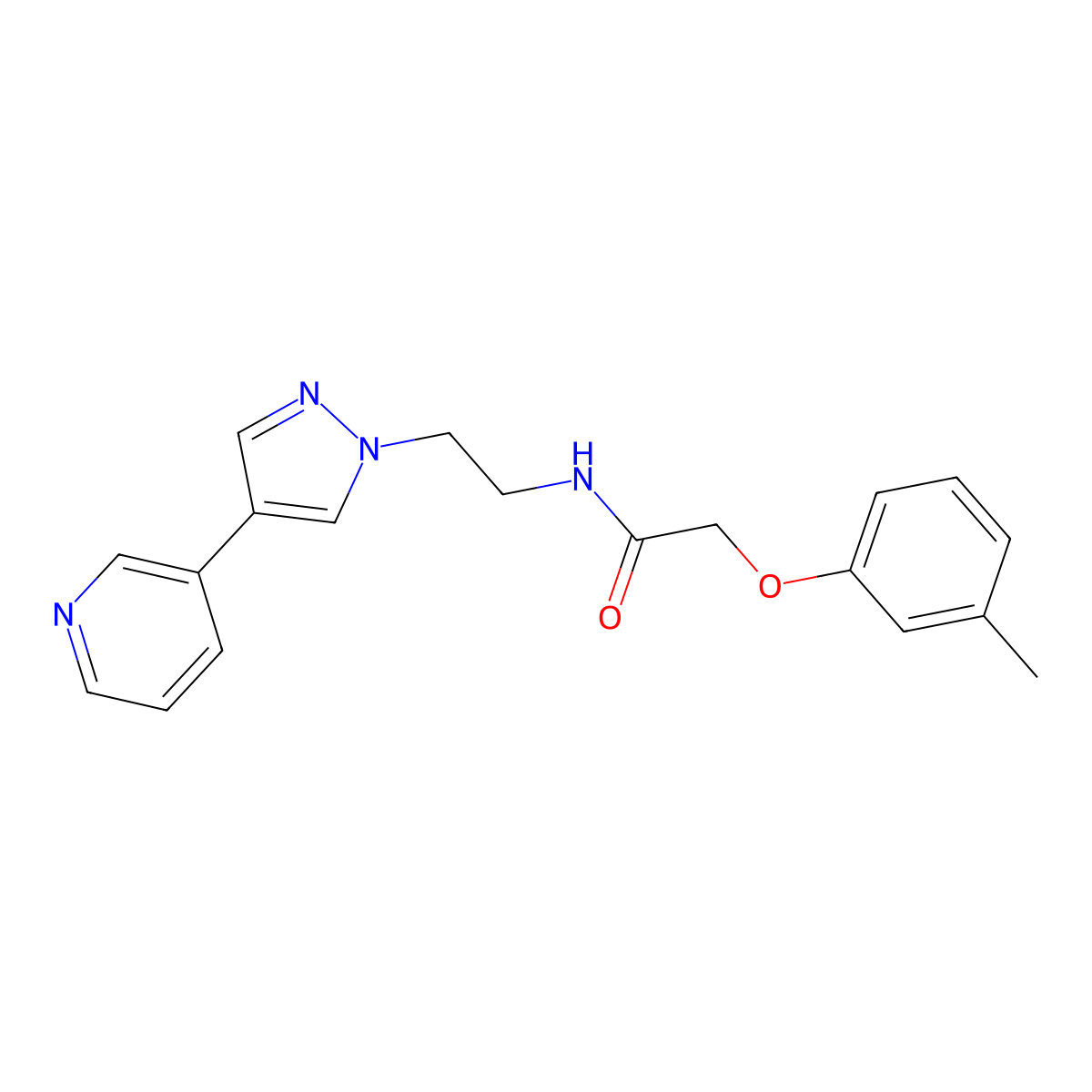 2-(3-methylphenoxy)-N-{2-[4-(pyridin-3-yl)-1H-pyrazol-1-yl]ethyl}acetamide molecular structure, CAS 2097869-38-8