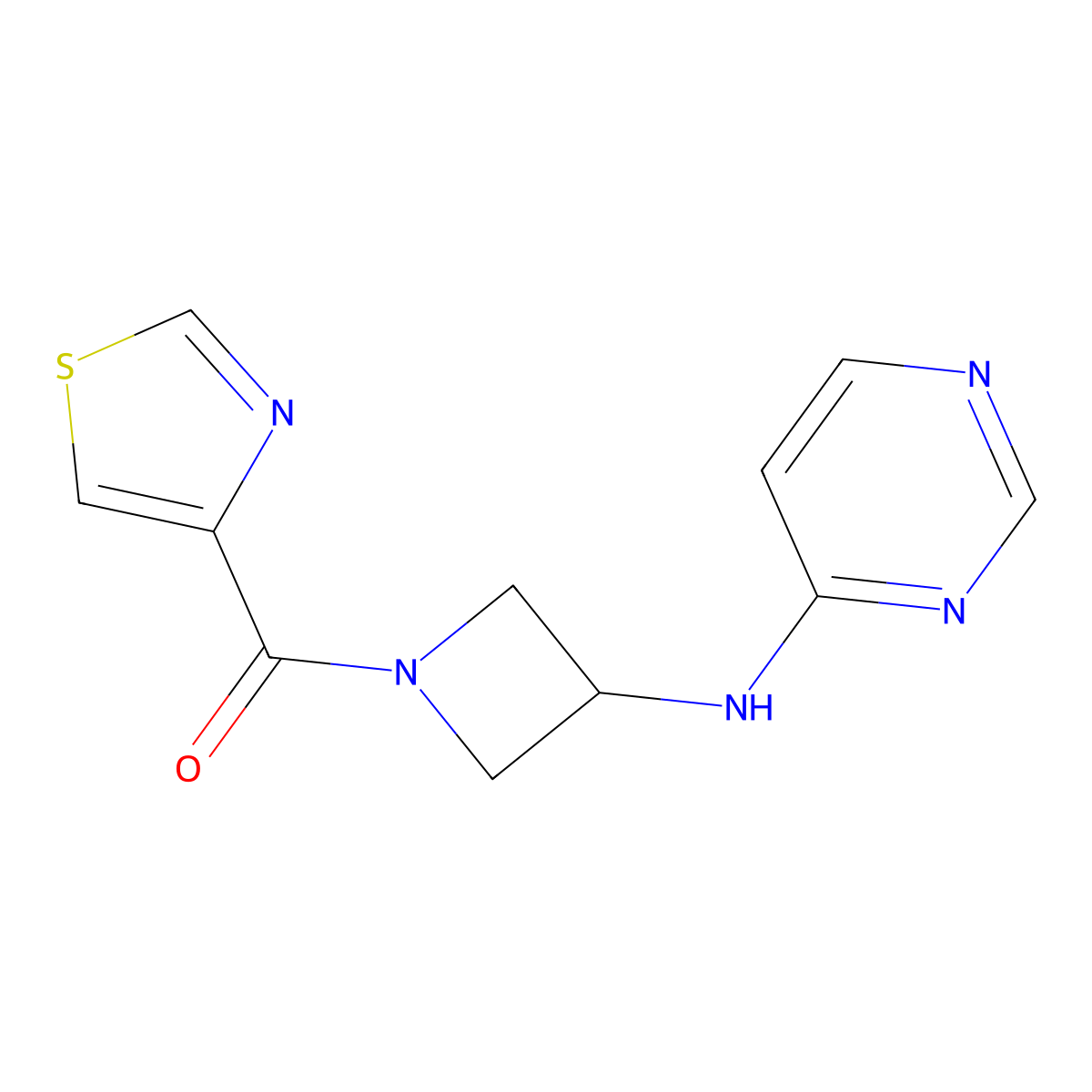 N-[1-(1,3-thiazole-4-carbonyl)azetidin-3-yl]pyrimidin-4-amine molecular structure, CAS 2097869-39-9