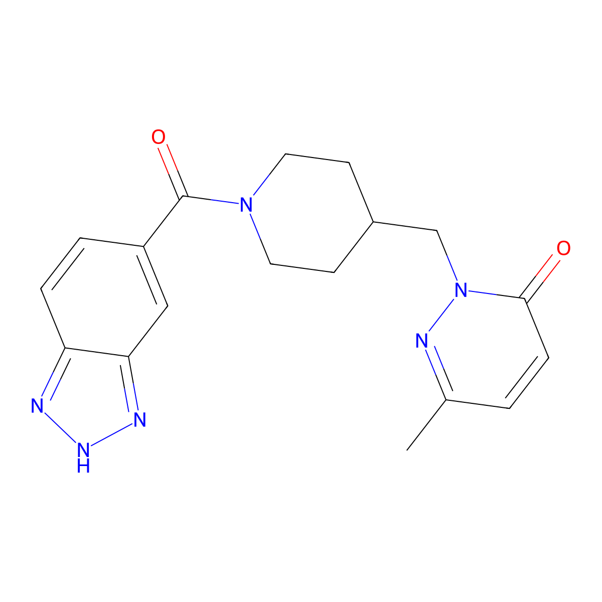 2-{[1-(1H-1,2,3-benzotriazole-5-carbonyl)piperidin-4-yl]methyl}-6-methyl-2,3-dihydropyridazin-3-one molecular structure, CAS 2097869-40-2