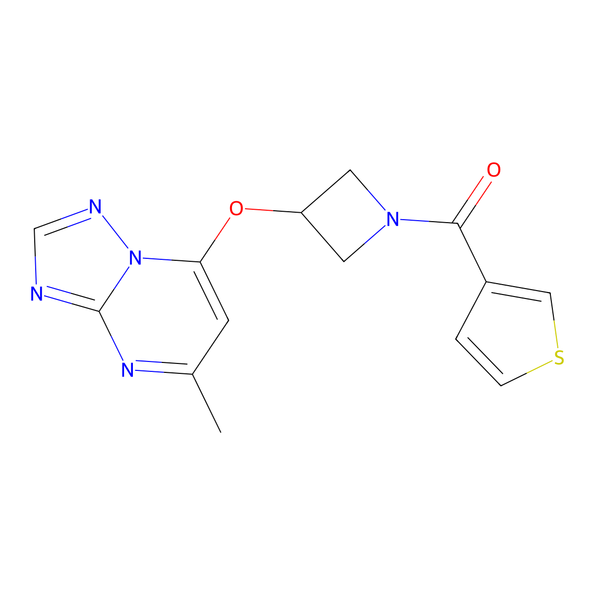 3-({5-Methyl-[1,2,4]triazolo[1,5-a]pyrimidin-7-yl}oxy)-1-(thiophene-3-carbonyl)azetidine molecular structure, CAS 2097869-41-3