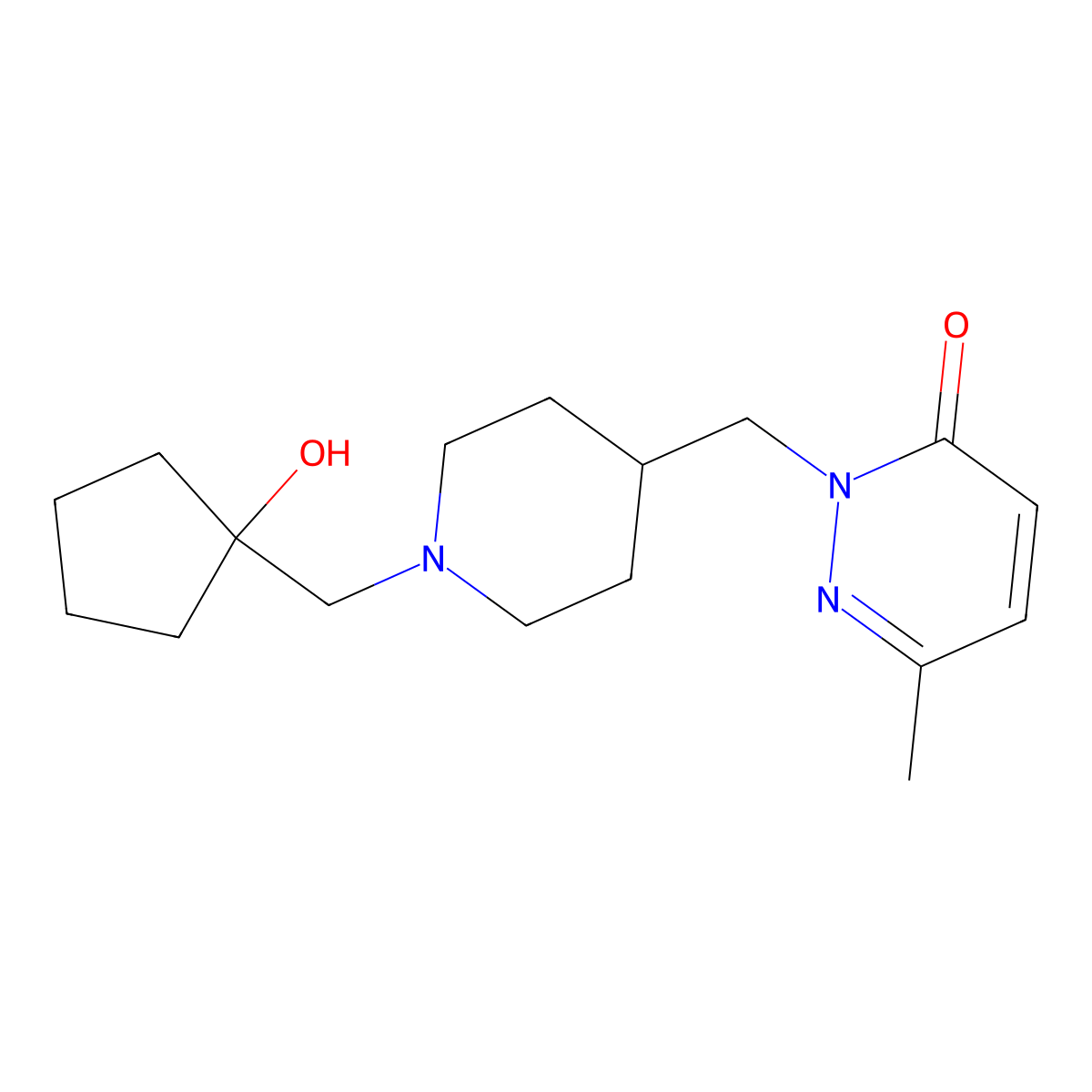 2-({1-[(1-Hydroxycyclopentyl)methyl]piperidin-4-yl}methyl)-6-methyl-2,3-dihydropyridazin-3-one molecular structure, CAS 2097869-42-4