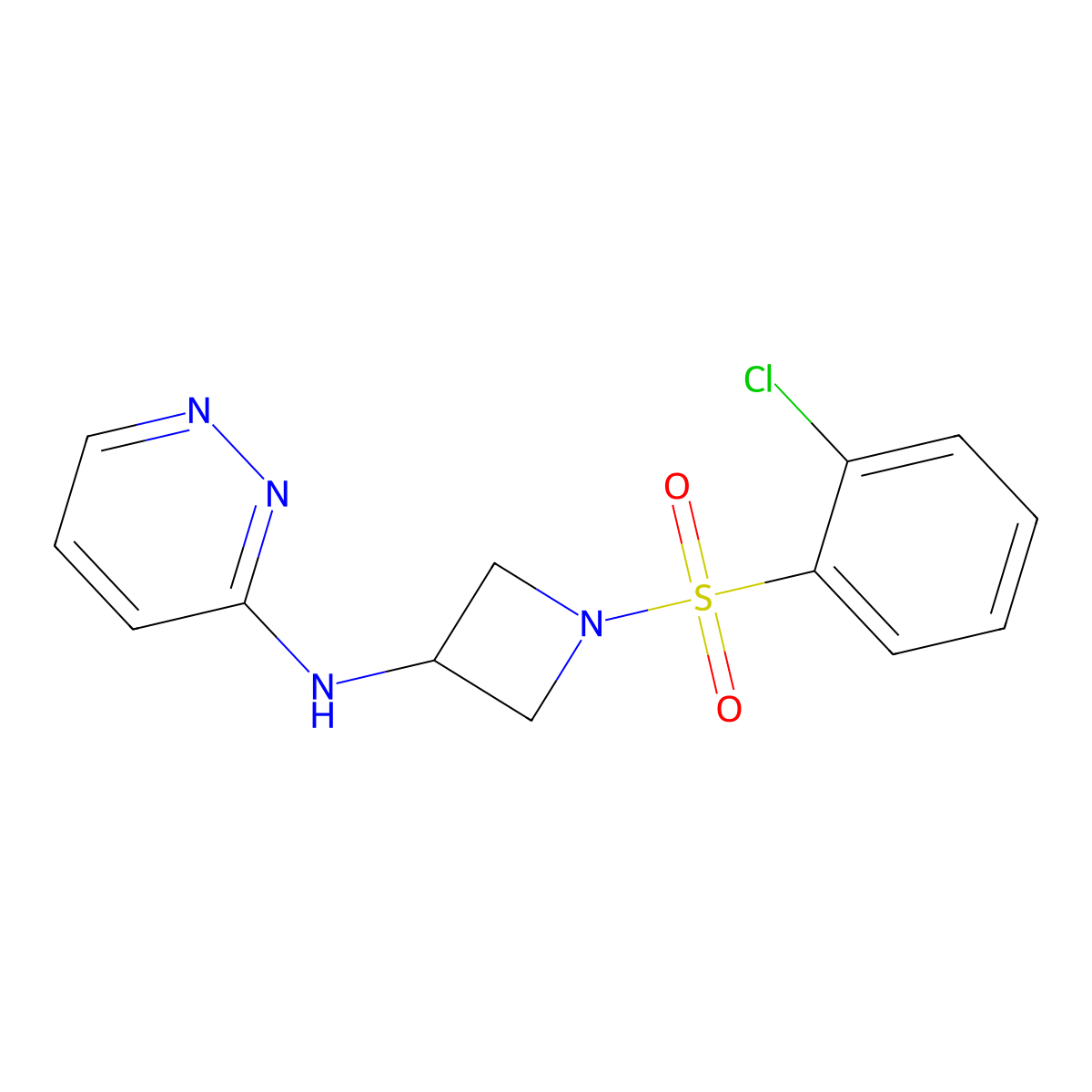 N-[1-(2-chlorobenzenesulfonyl)azetidin-3-yl]pyridazin-3-amine molecular structure, CAS 2097869-43-5