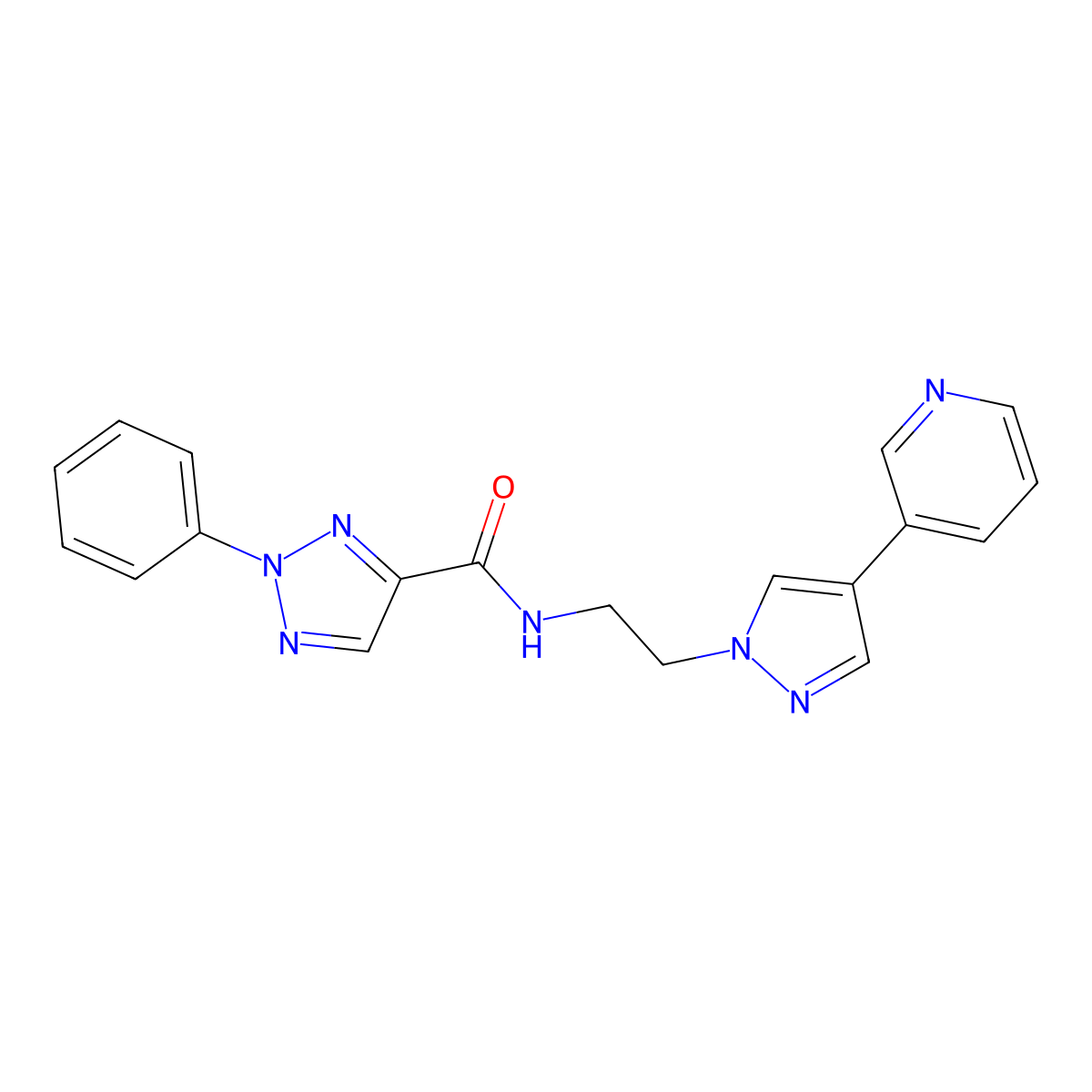 2-phenyl-N-{2-[4-(pyridin-3-yl)-1H-pyrazol-1-yl]ethyl}-2H-1,2,3-triazole-4-carboxamide molecular structure, CAS 2097869-47-9