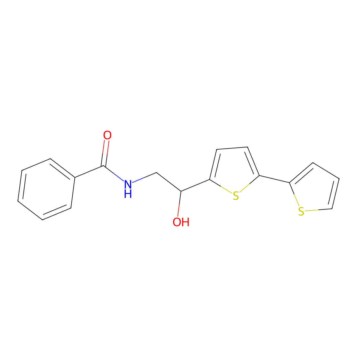 N-(2-{[2,2'-bithiophene]-5-yl}-2-hydroxyethyl)benzamide molecular structure, CAS 2097869-49-1
