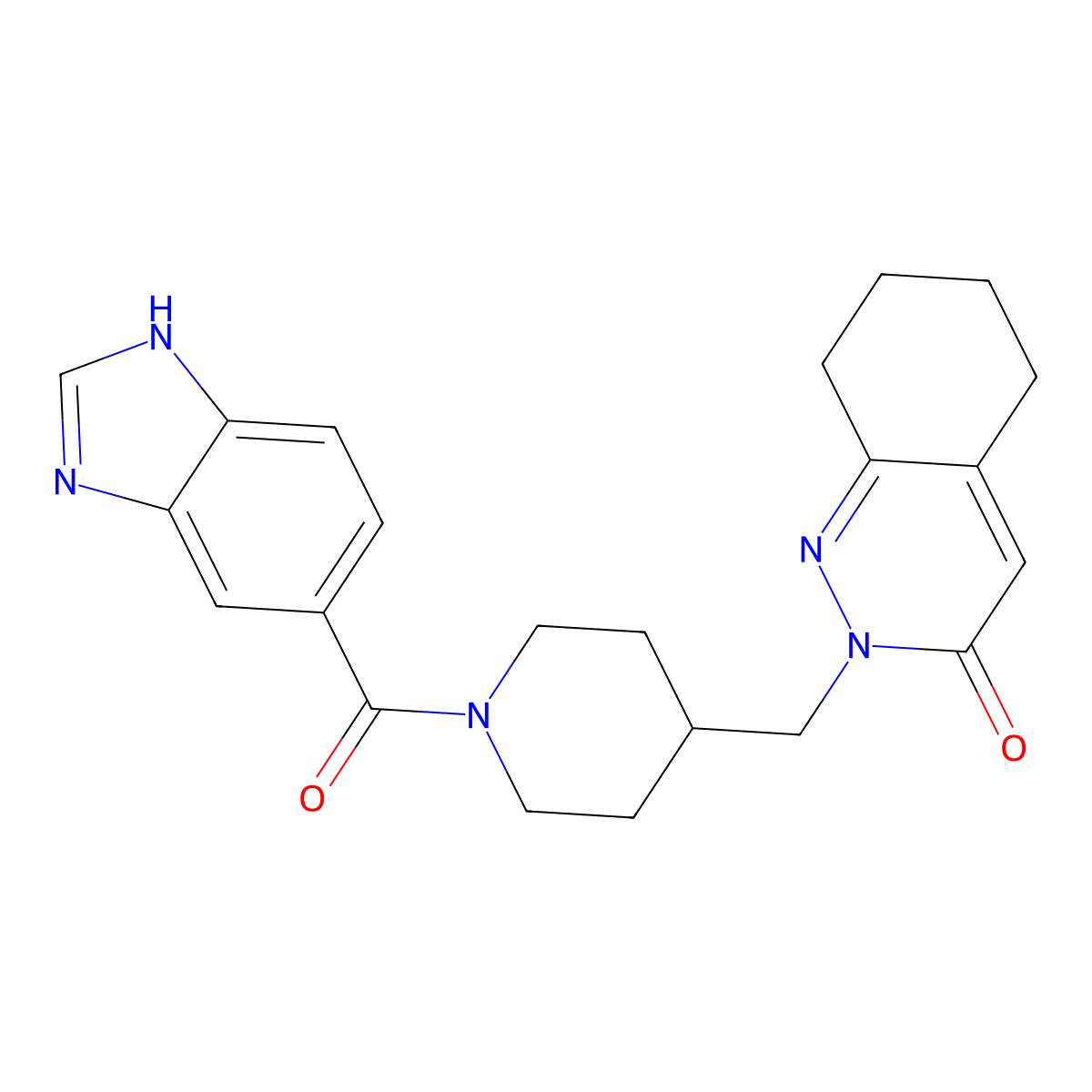 2-{[1-(1H-1,3-benzodiazole-5-carbonyl)piperidin-4-yl]methyl}-2,3,5,6,7,8-hexahydrocinnolin-3-one molecular structure, CAS 2097869-53-7
