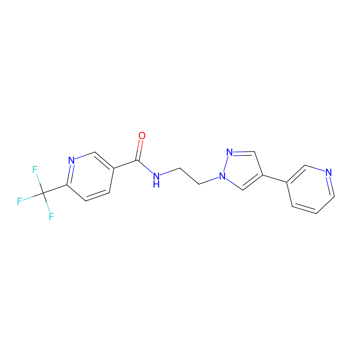 N-{2-[4-(pyridin-3-yl)-1H-pyrazol-1-yl]ethyl}-6-(trifluoromethyl)pyridine-3-carboxamide molecular structure, CAS 2097869-54-8