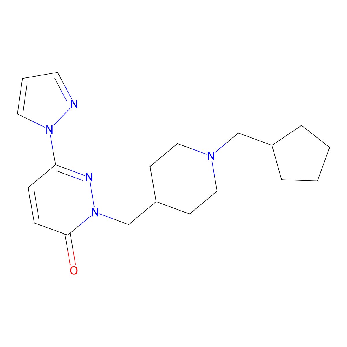 2-{[1-(cyclopentylmethyl)piperidin-4-yl]methyl}-6-(1H-pyrazol-1-yl)-2,3-dihydropyridazin-3-one molecular structure, CAS 2097871-86-6