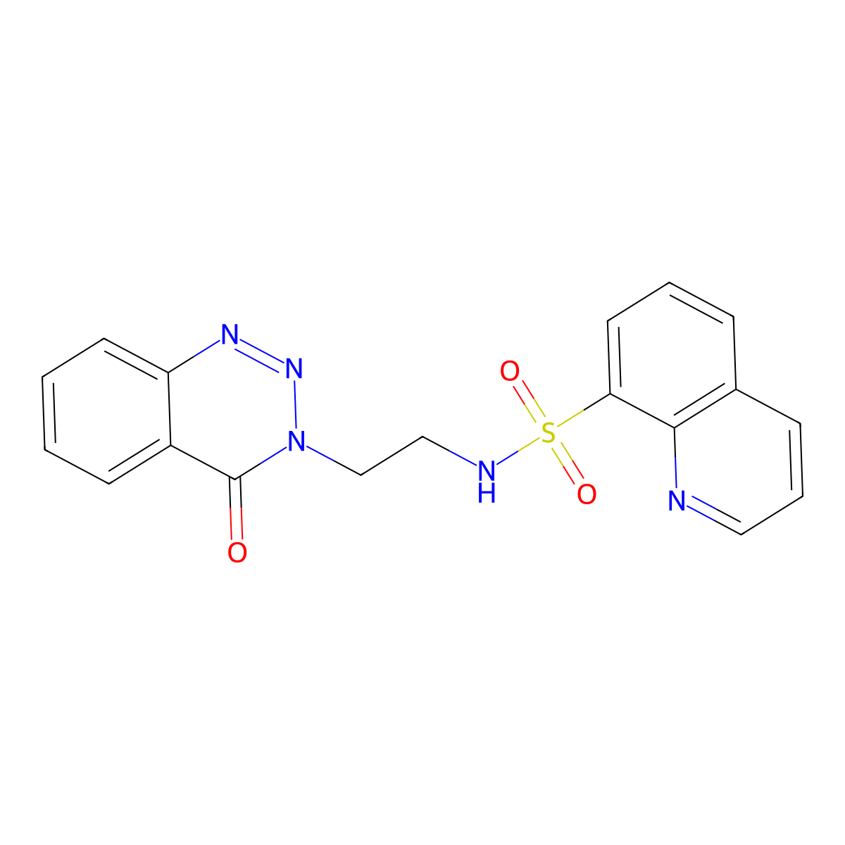 N-[2-(4-oxo-3,4-dihydro-1,2,3-benzotriazin-3-yl)ethyl]quinoline-8-sulfonamide molecular structure, CAS 2097871-87-7