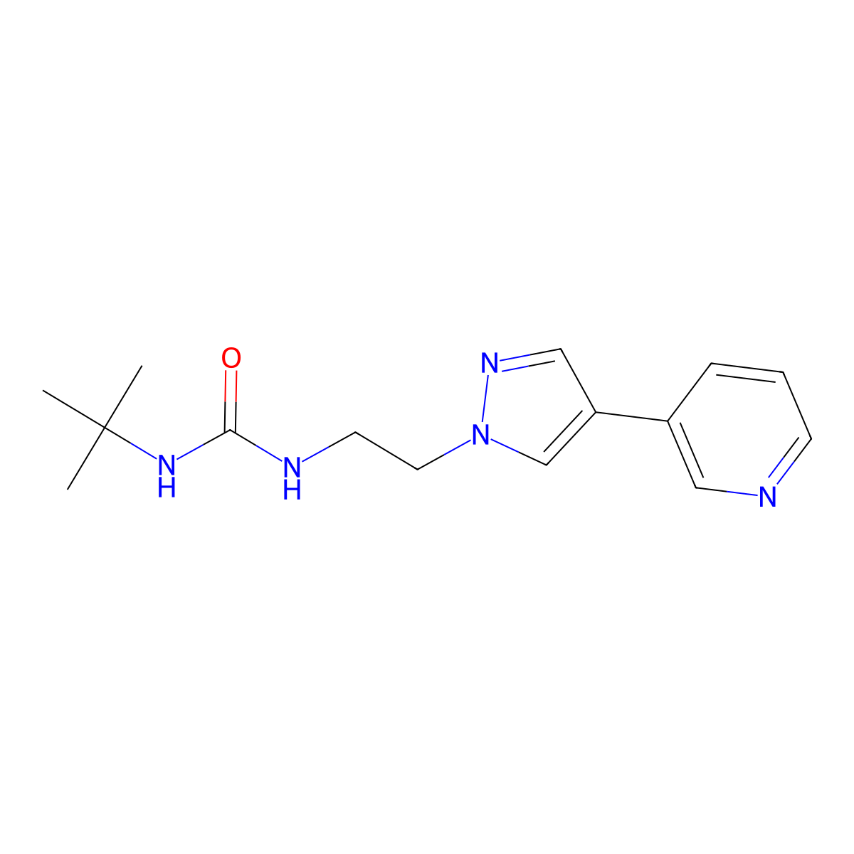 3-tert-butyl-1-{2-[4-(pyridin-3-yl)-1H-pyrazol-1-yl]ethyl}urea molecular structure, CAS 2097871-89-9