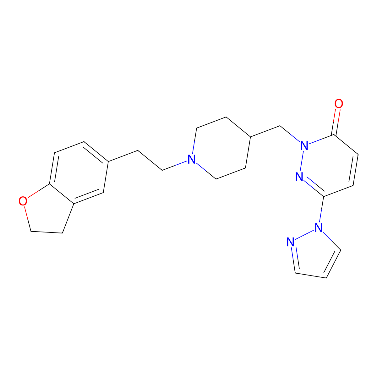 2-({1-[2-(2,3-dihydro-1-benzofuran-5-yl)ethyl]piperidin-4-yl}methyl)-6-(1H-pyrazol-1-yl)-2,3-dihydropyridazin-3-one molecular structure, CAS 2097872-03-0