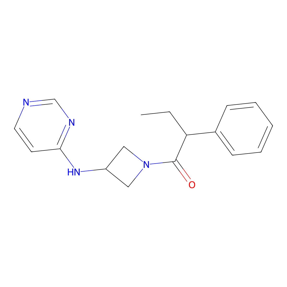 2-Phenyl-1-{3-[(pyrimidin-4-yl)amino]azetidin-1-yl}butan-1-one molecular structure, CAS 2097872-08-5