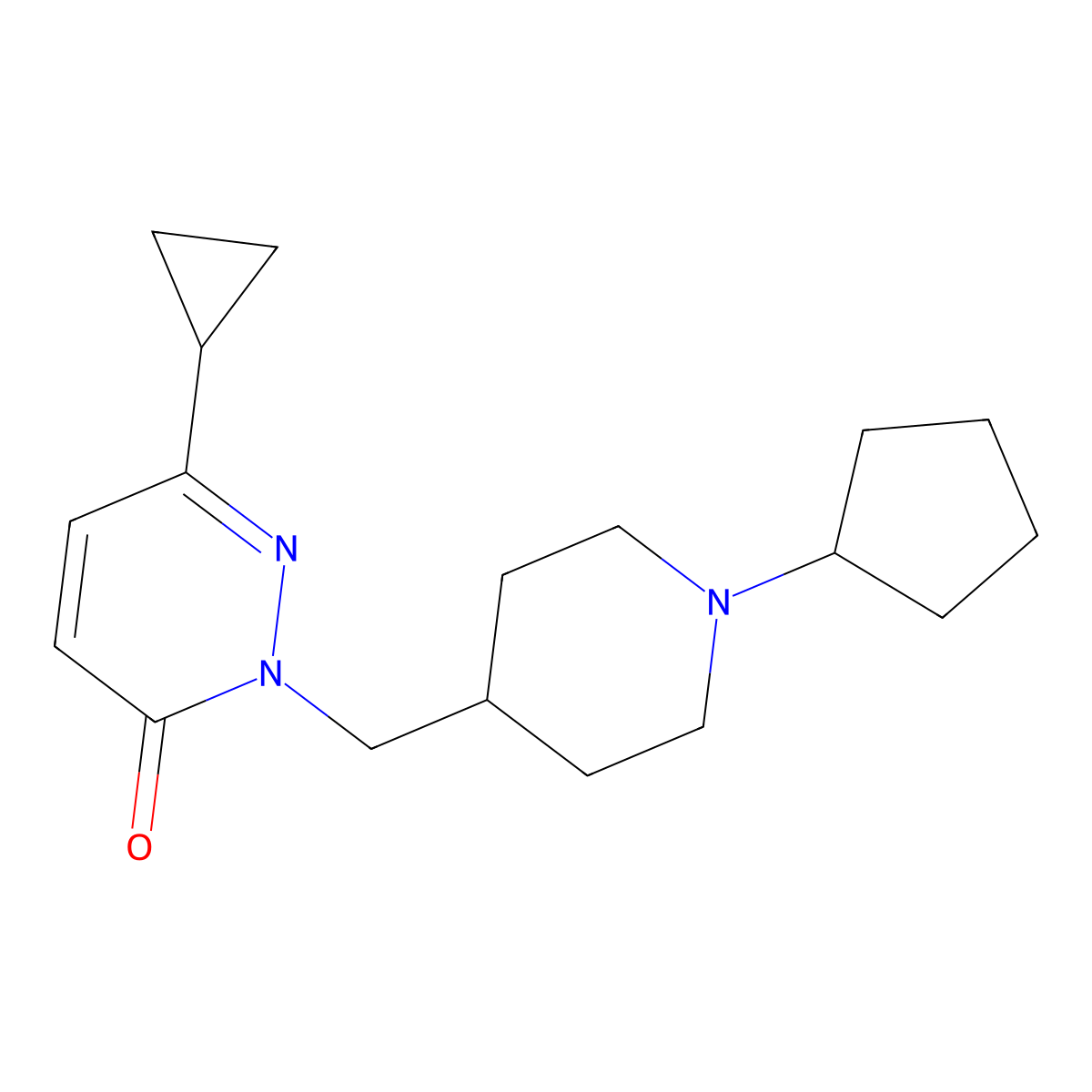 2-[(1-Cyclopentylpiperidin-4-yl)methyl]-6-cyclopropyl-2,3-dihydropyridazin-3-one molecular structure, CAS 2097872-15-4