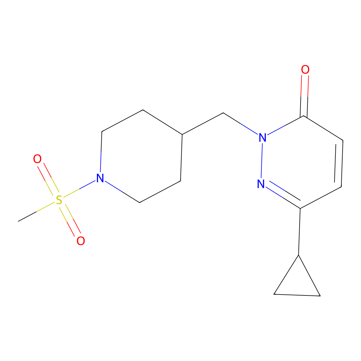 6-Cyclopropyl-2-[(1-methanesulfonylpiperidin-4-yl)methyl]-2,3-dihydropyridazin-3-one molecular structure, CAS 2097872-18-7