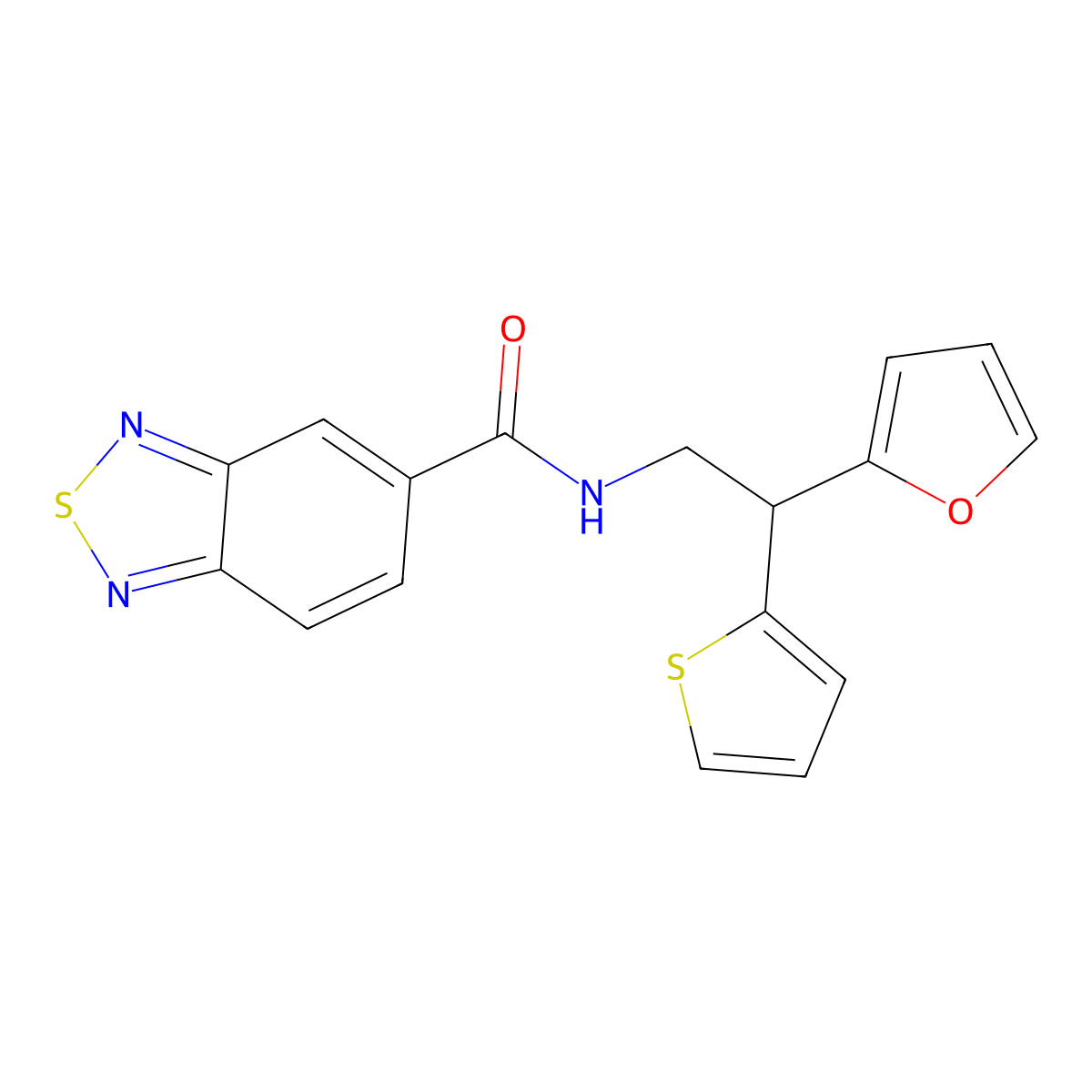 N-[2-(furan-2-yl)-2-(thiophen-2-yl)ethyl]-2,1,3-benzothiadiazole-5-carboxamide molecular structure, CAS 2097872-19-8