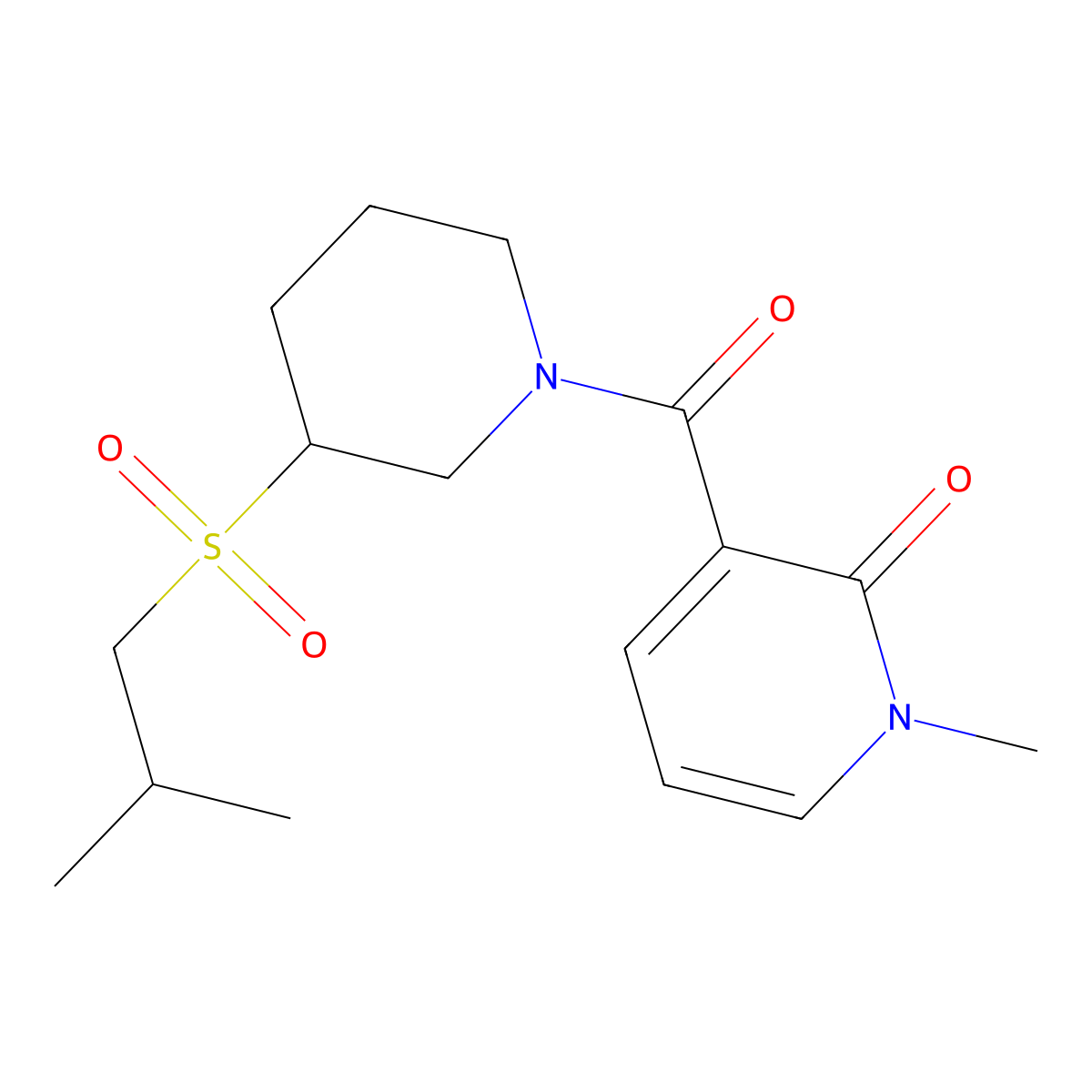 1-Methyl-3-[3-(2-methylpropanesulfonyl)piperidine-1-carbonyl]-1,2-dihydropyridin-2-one molecular structure, CAS 2097872-24-5