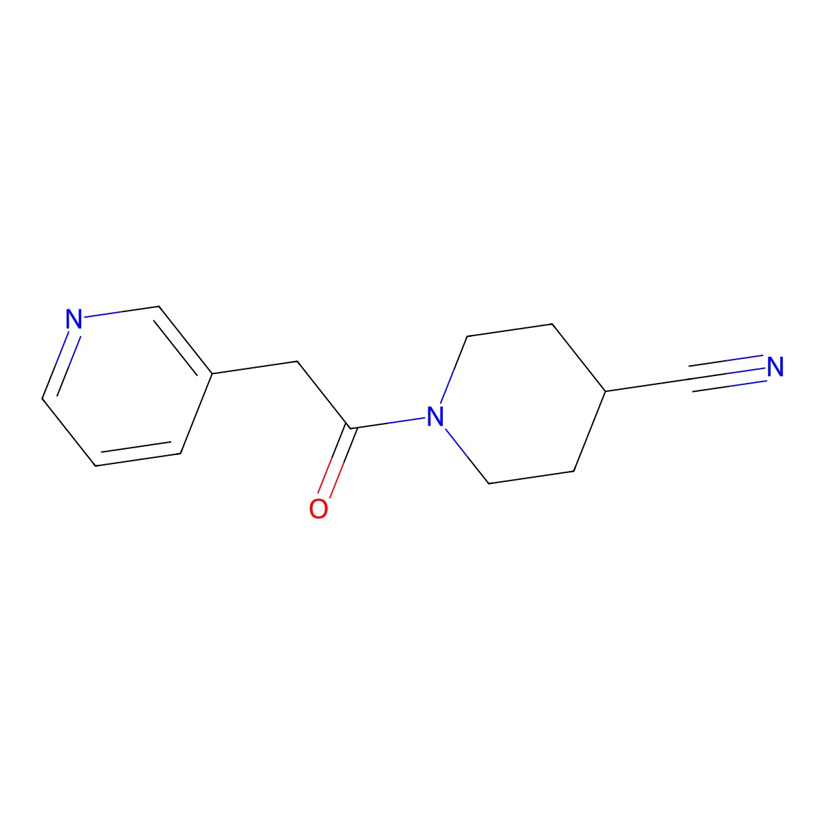 1-[2-(Pyridin-3-yl)acetyl]piperidine-4-carbonitrile molecular structure, CAS 2097872-25-6