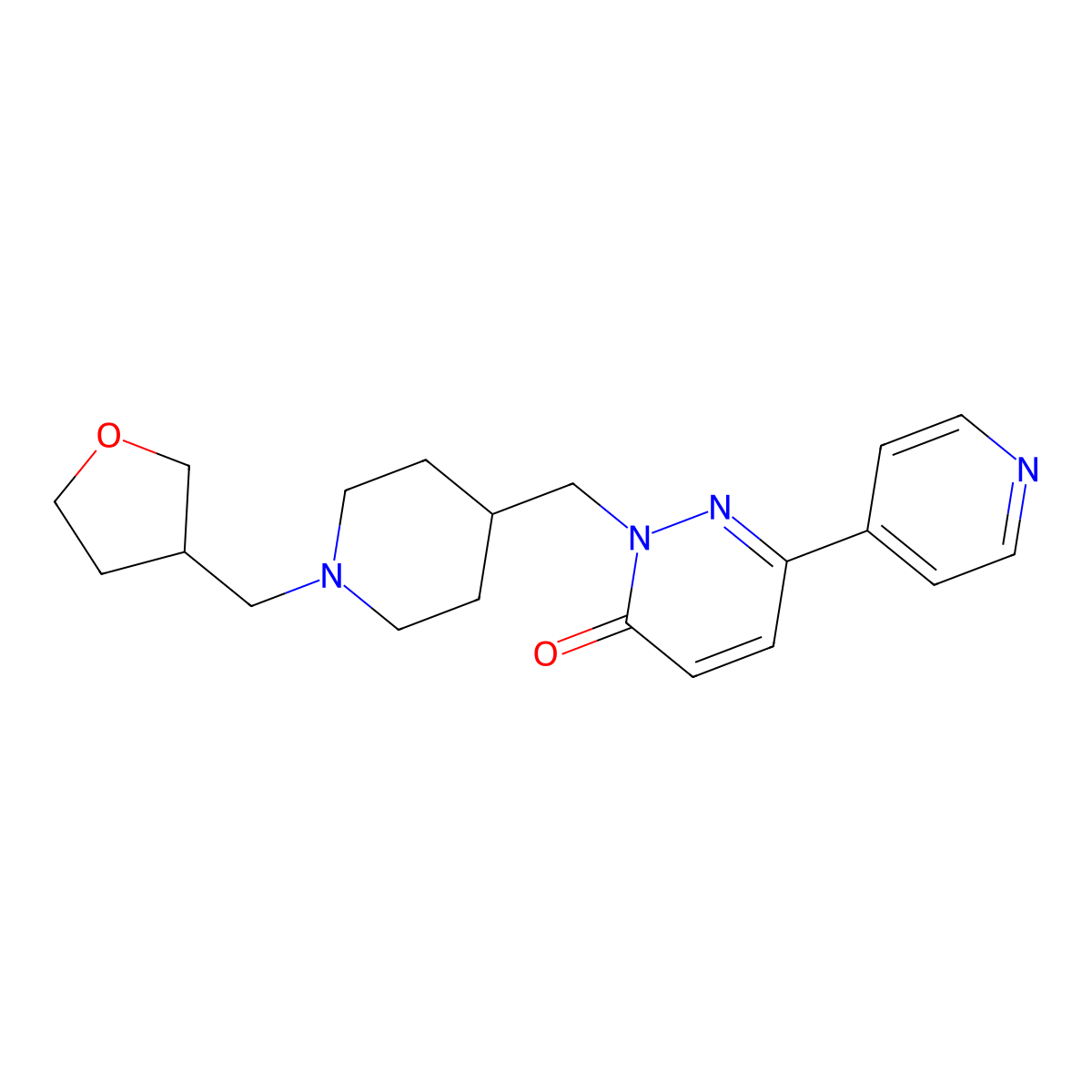 2-({1-[(Oxolan-3-yl)methyl]piperidin-4-yl}methyl)-6-(pyridin-4-yl)-2,3-dihydropyridazin-3-one molecular structure, CAS 2097872-26-7