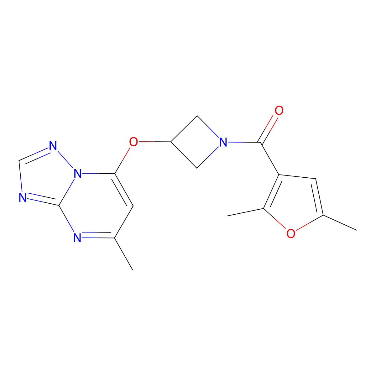 1-(2,5-Dimethylfuran-3-carbonyl)-3-({5-methyl-[1,2,4]triazolo[1,5-a]pyrimidin-7-yl}oxy)azetidine molecular structure, CAS 2097872-35-8