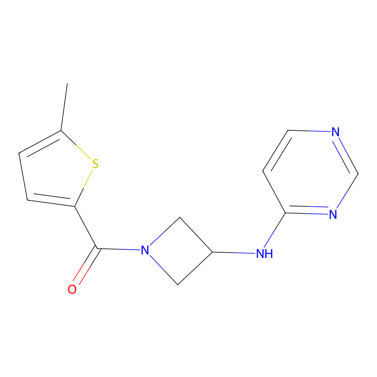 N-[1-(5-methylthiophene-2-carbonyl)azetidin-3-yl]pyrimidin-4-amine molecular structure, CAS 2097872-39-2