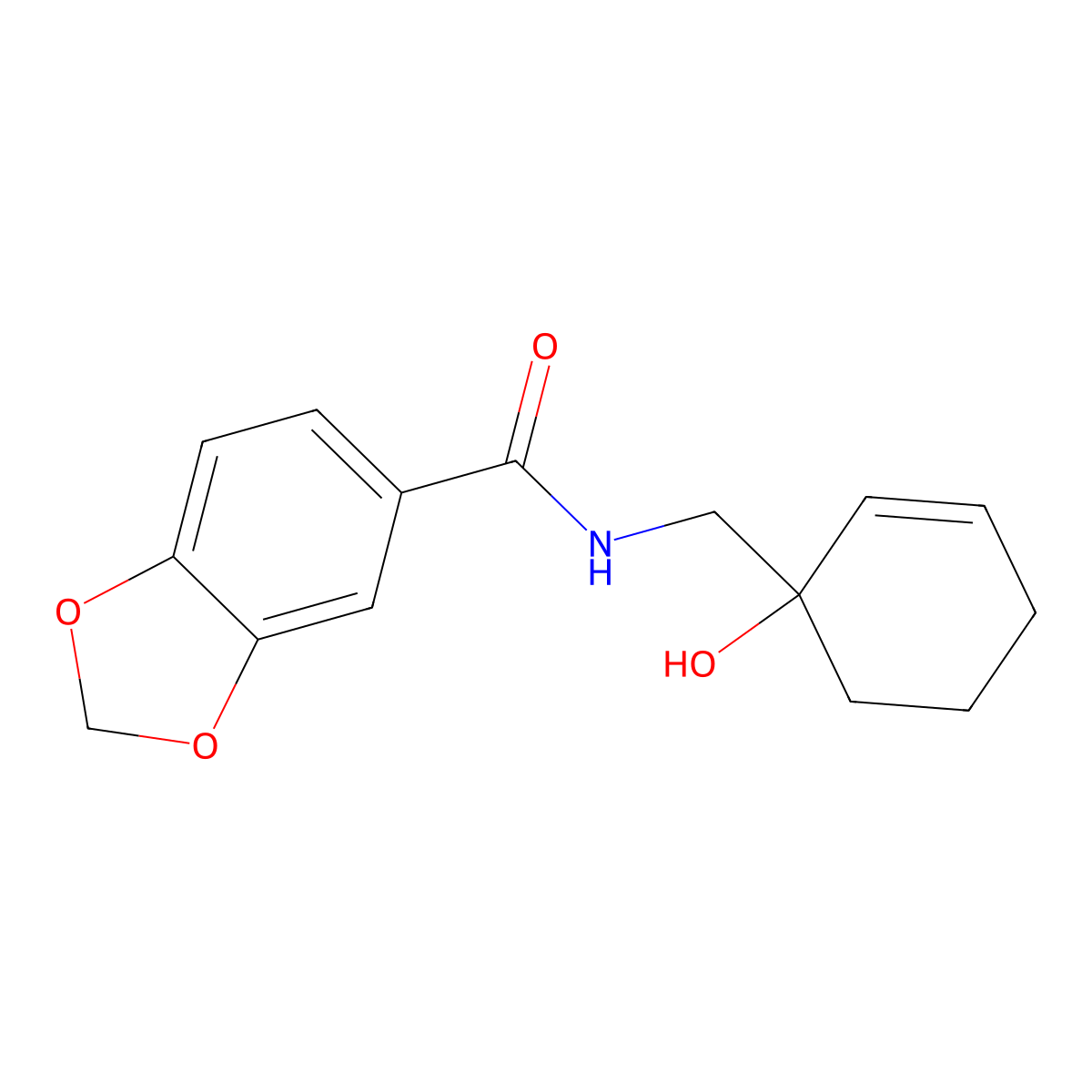 N-[(1-hydroxycyclohex-2-en-1-yl)methyl]-2H-1,3-benzodioxole-5-carboxamide molecular structure, CAS 2097872-47-2