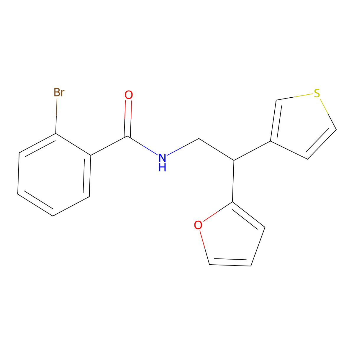 2-bromo-N-[2-(furan-2-yl)-2-(thiophen-3-yl)ethyl]benzamide molecular structure, CAS 2097872-50-7