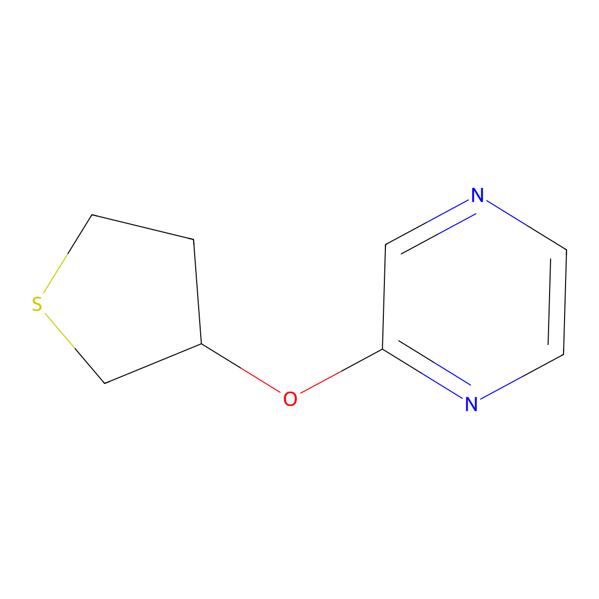 2-(Thiolan-3-yloxy)pyrazine molecular structure, CAS 2097872-53-0