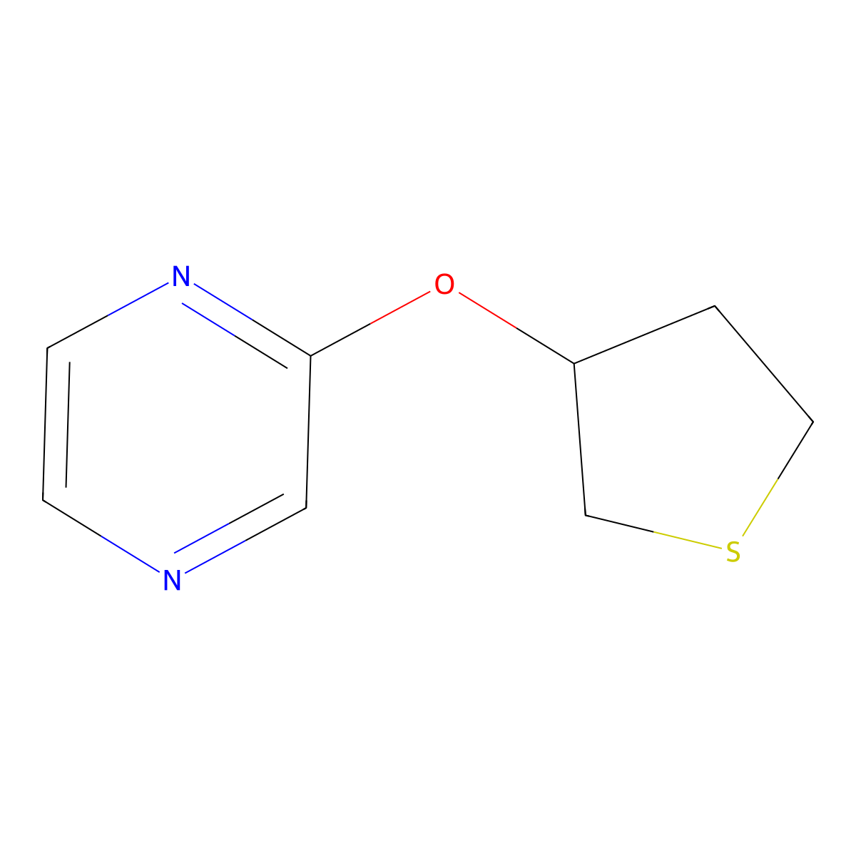2-(Thiolan-3-yloxy)pyrazine molecular structure, CAS 2097872-53-0