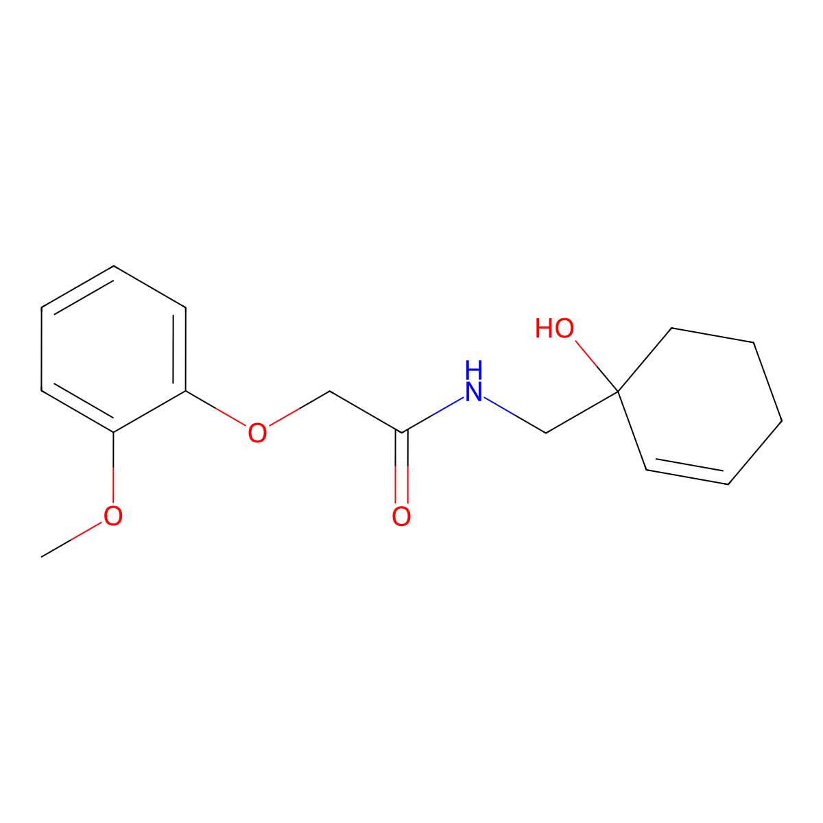 N-[(1-hydroxycyclohex-2-en-1-yl)methyl]-2-(2-methoxyphenoxy)acetamide molecular structure, CAS 2097872-60-9