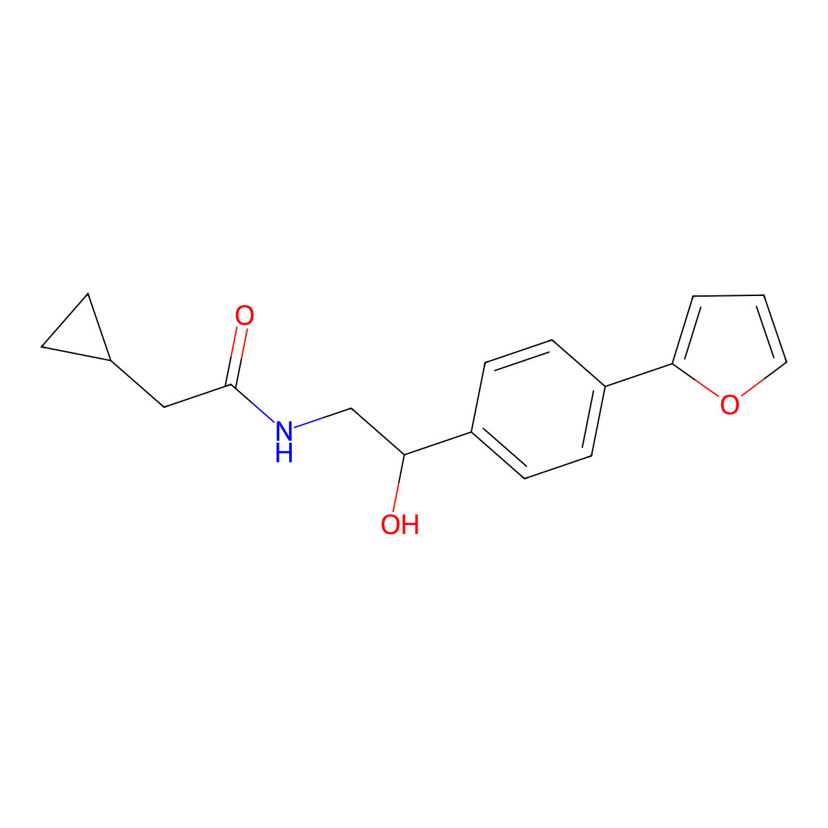 2-cyclopropyl-N-{2-[4-(furan-2-yl)phenyl]-2-hydroxyethyl}acetamide molecular structure, CAS 2097872-61-0