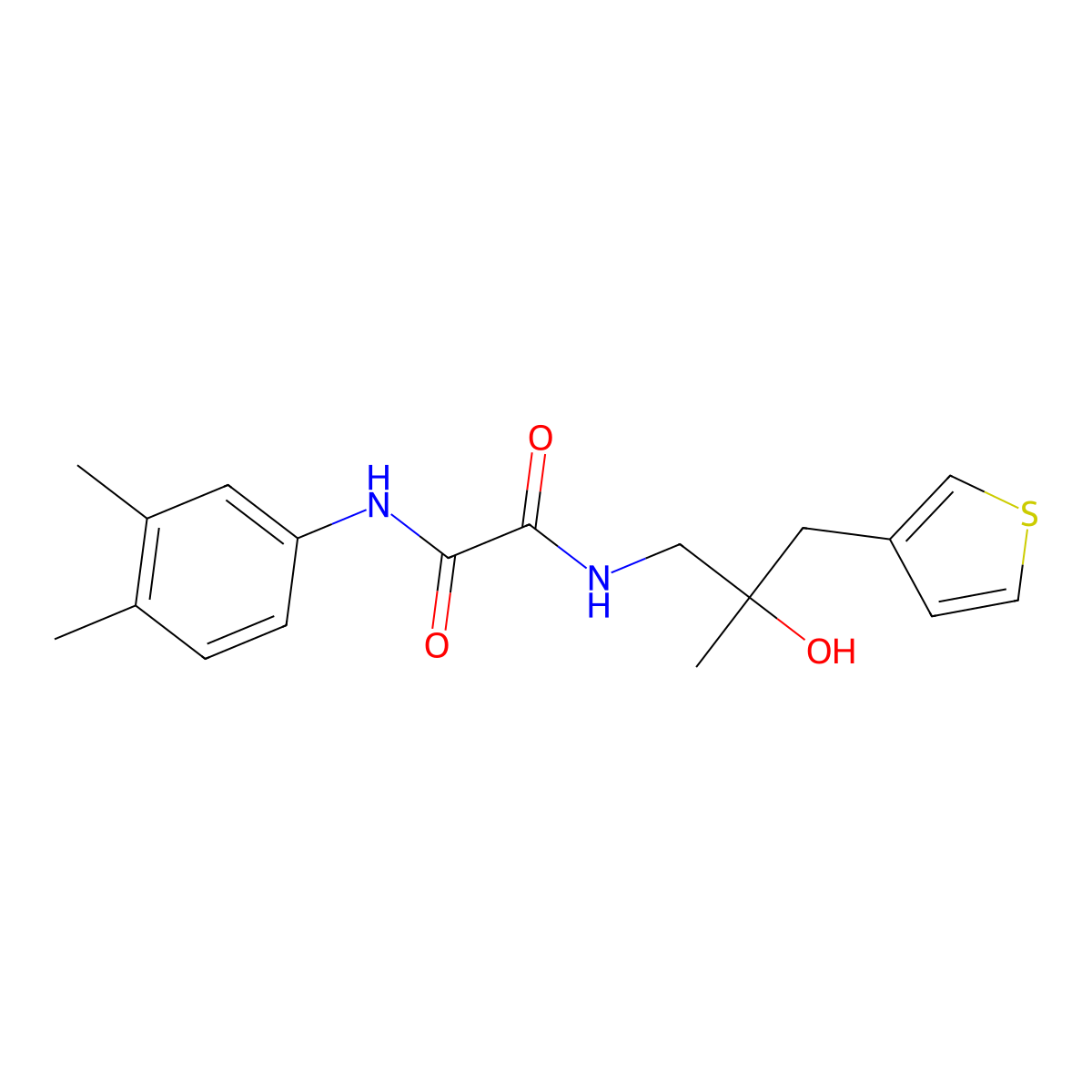 N'-(3,4-dimethylphenyl)-N-{2-hydroxy-2-[(thiophen-3-yl)methyl]propyl}ethanediamide molecular structure, CAS 2097872-62-1