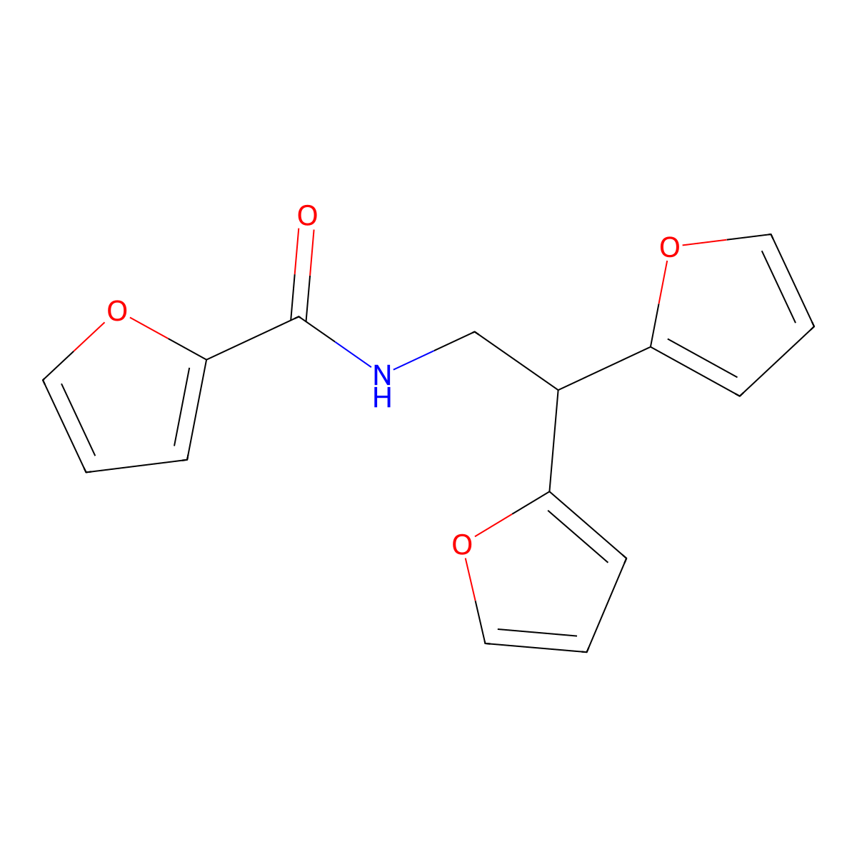 N-[2,2-bis(furan-2-yl)ethyl]furan-2-carboxamide molecular structure, CAS 2097872-63-2