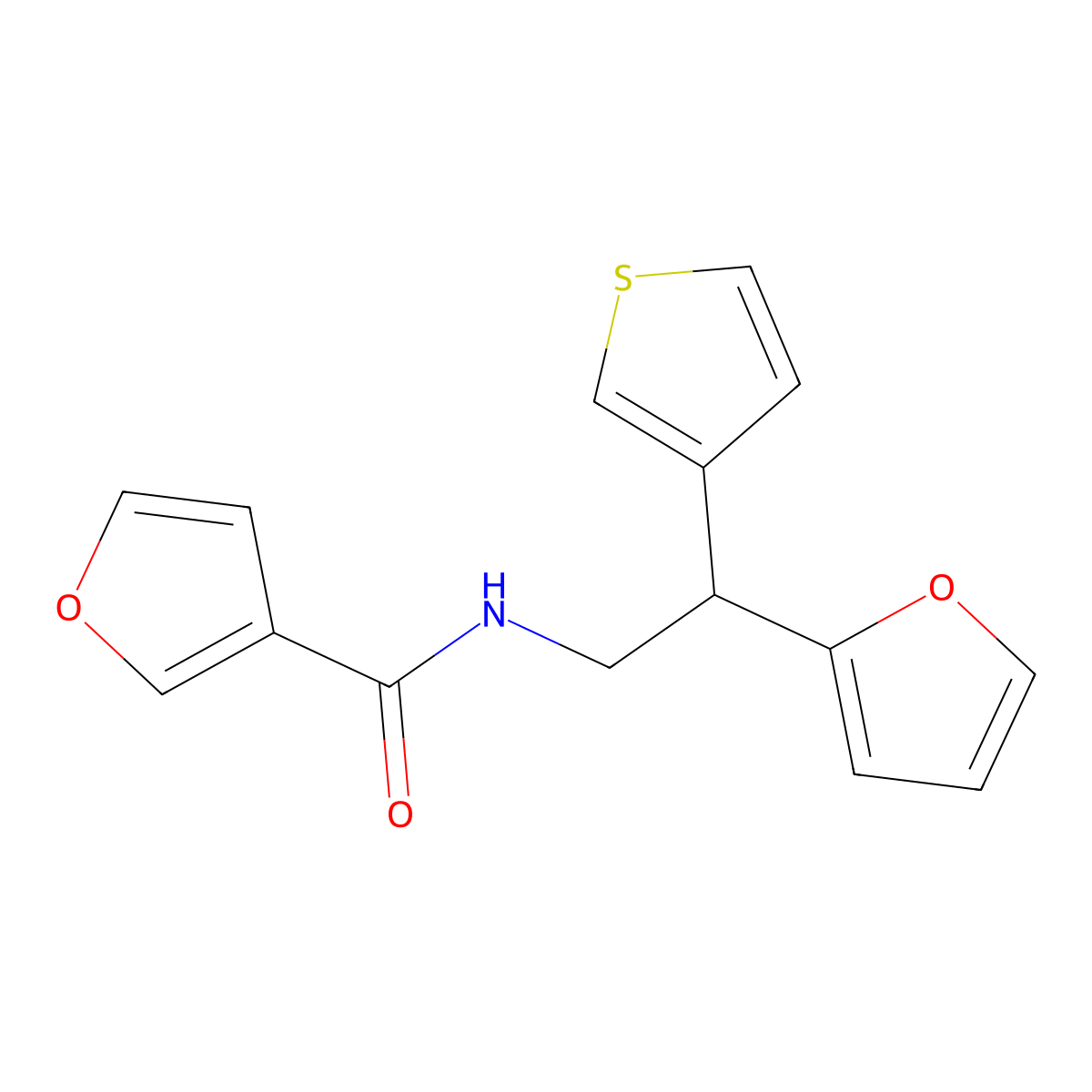 N-[2-(furan-2-yl)-2-(thiophen-3-yl)ethyl]furan-3-carboxamide molecular structure, CAS 2097872-65-4