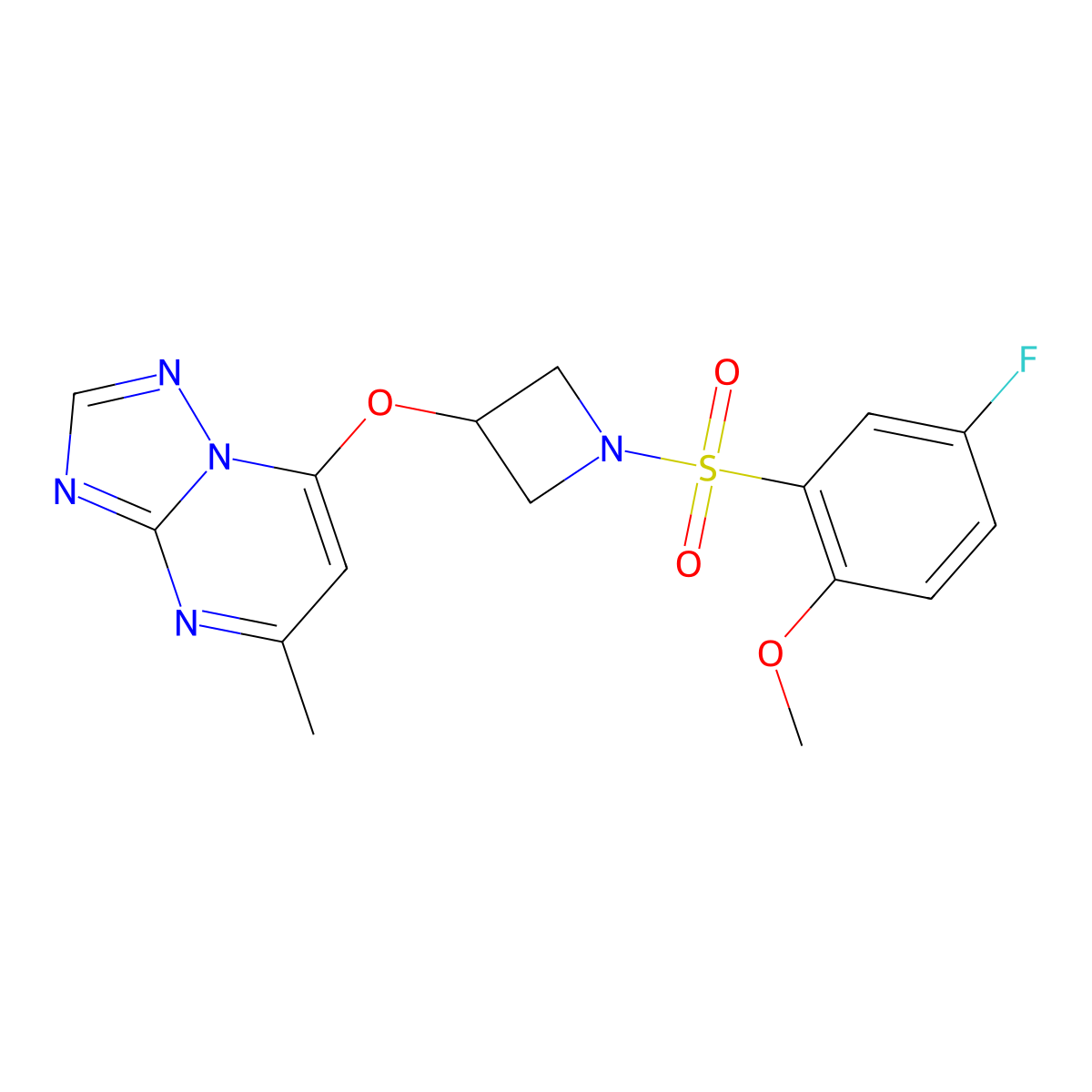 1-(5-Fluoro-2-methoxybenzenesulfonyl)-3-({5-methyl-[1,2,4]triazolo[1,5-a]pyrimidin-7-yl}oxy)azetidine molecular structure, CAS 2097872-73-4