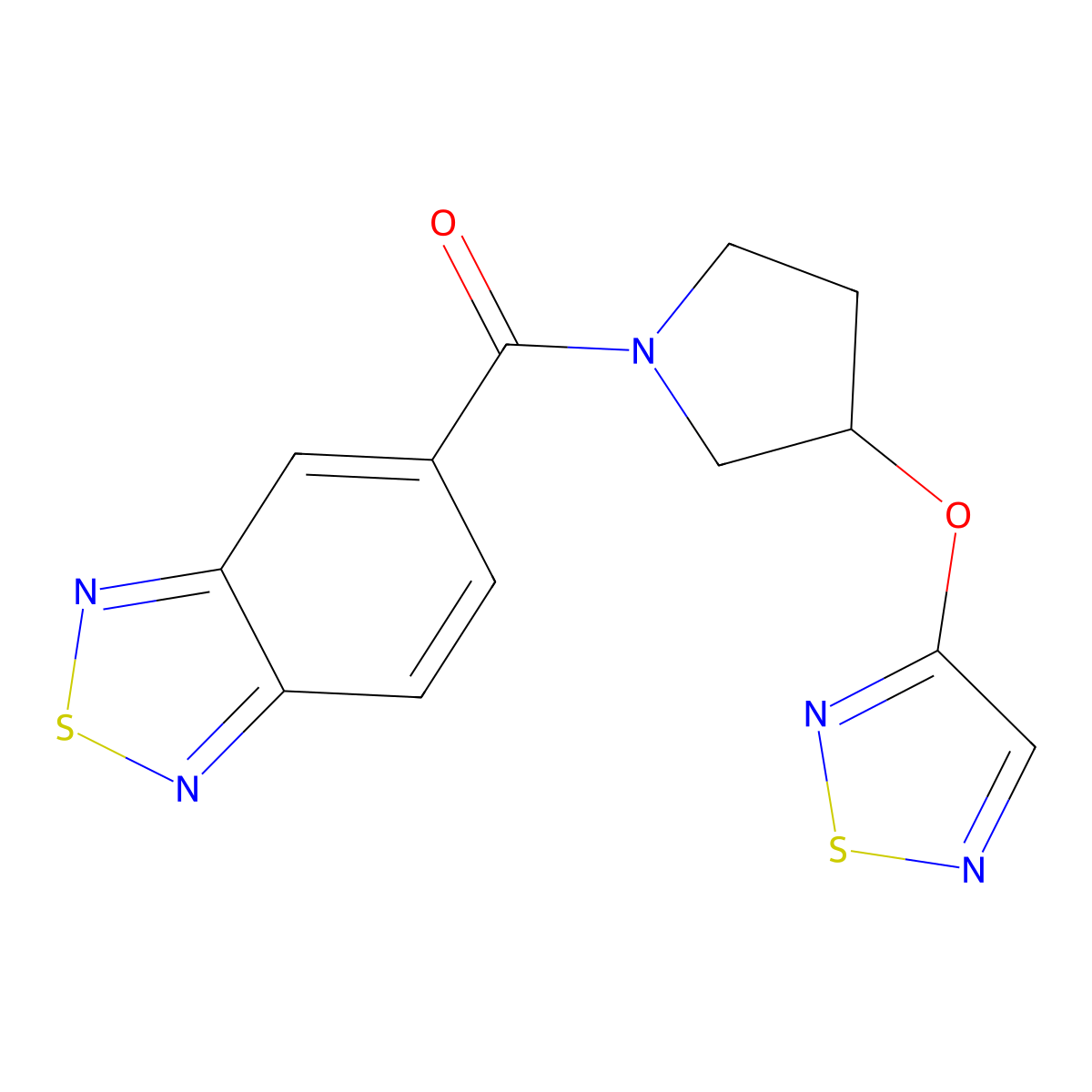 5-[3-(1,2,5-Thiadiazol-3-yloxy)pyrrolidine-1-carbonyl]-2,1,3-benzothiadiazole molecular structure, CAS 2097872-76-7