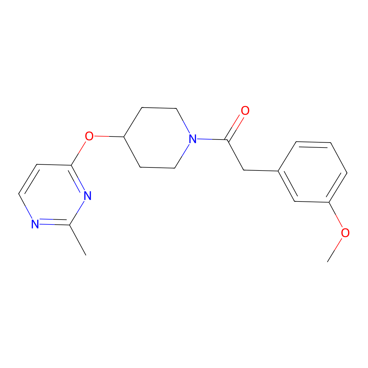2-(3-Methoxyphenyl)-1-(4-((2-methylpyrimidin-4-yl)oxy)piperidin-1-yl)ethanone molecular structure, CAS 2097872-77-8