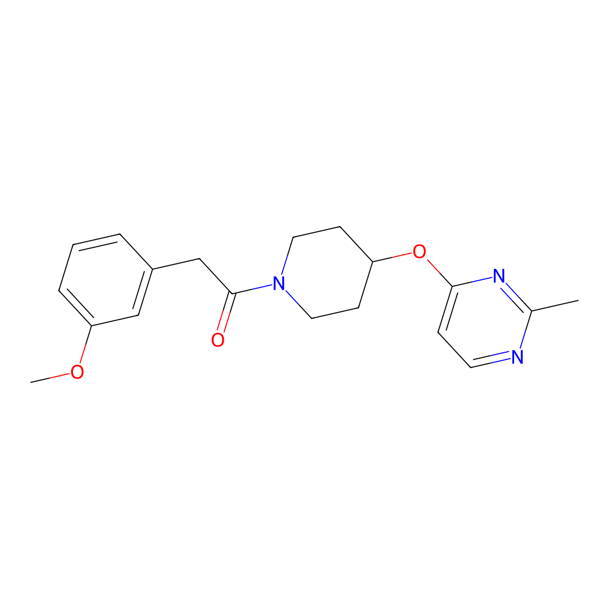 2-(3-Methoxyphenyl)-1-(4-((2-methylpyrimidin-4-yl)oxy)piperidin-1-yl)ethanone molecular structure, CAS 2097872-77-8