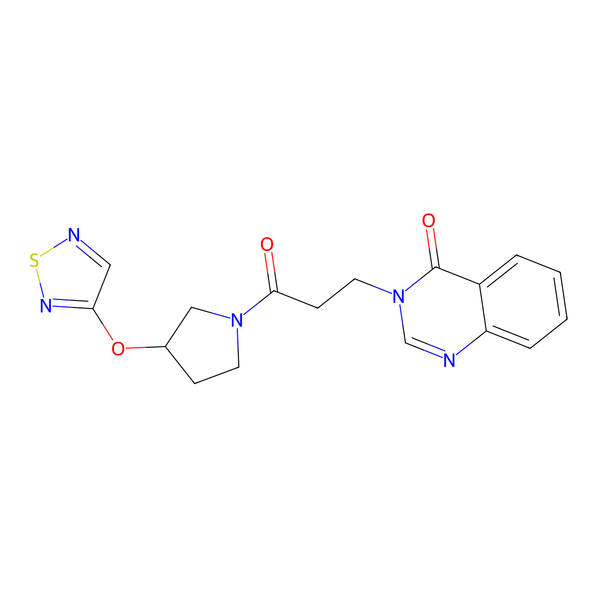 3-{3-Oxo-3-[3-(1,2,5-thiadiazol-3-yloxy)pyrrolidin-1-yl]propyl}-3,4-dihydroquinazolin-4-one molecular structure, CAS 2097872-86-9