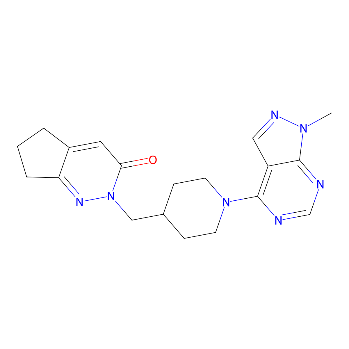 2-[(1-{1-methyl-1H-pyrazolo[3,4-d]pyrimidin-4-yl}piperidin-4-yl)methyl]-2H,3H,5H,6H,7H-cyclopenta[c]pyridazin-3-one molecular structure, CAS 2097872-95-0