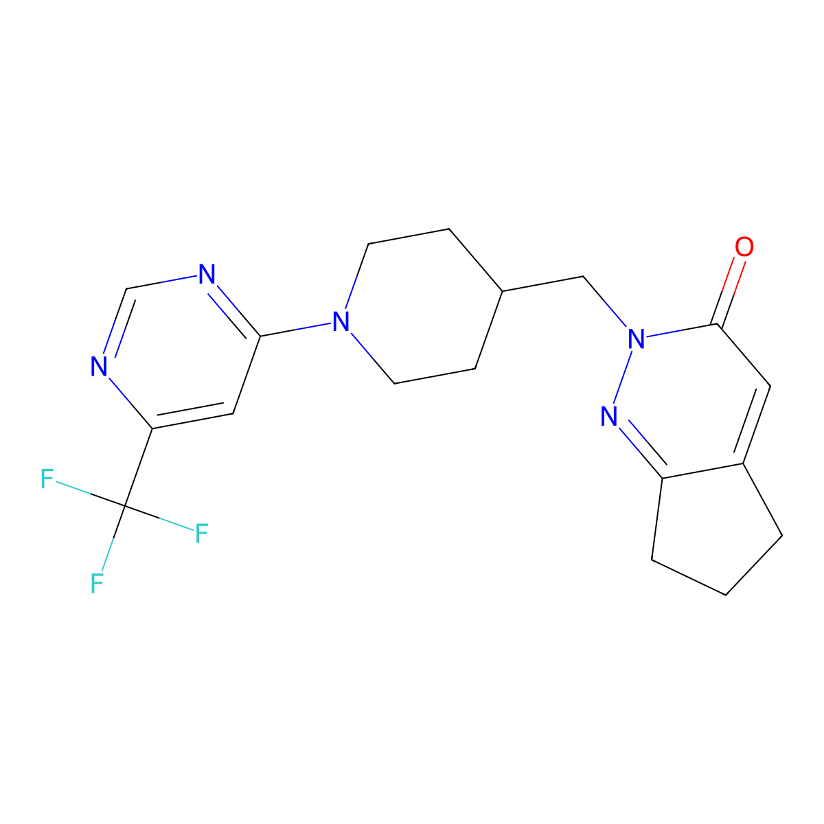 2-({1-[6-(trifluoromethyl)pyrimidin-4-yl]piperidin-4-yl}methyl)-2H,3H,5H,6H,7H-cyclopenta[c]pyridazin-3-one molecular structure, CAS 2097873-05-5
