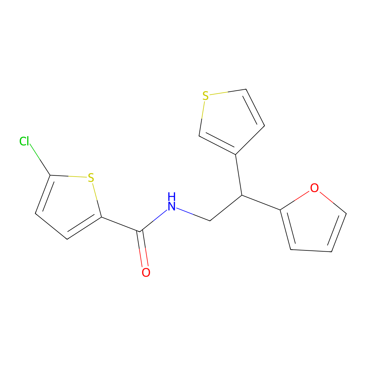 5-chloro-N-[2-(furan-2-yl)-2-(thiophen-3-yl)ethyl]thiophene-2-carboxamide molecular structure, CAS 2097873-10-2