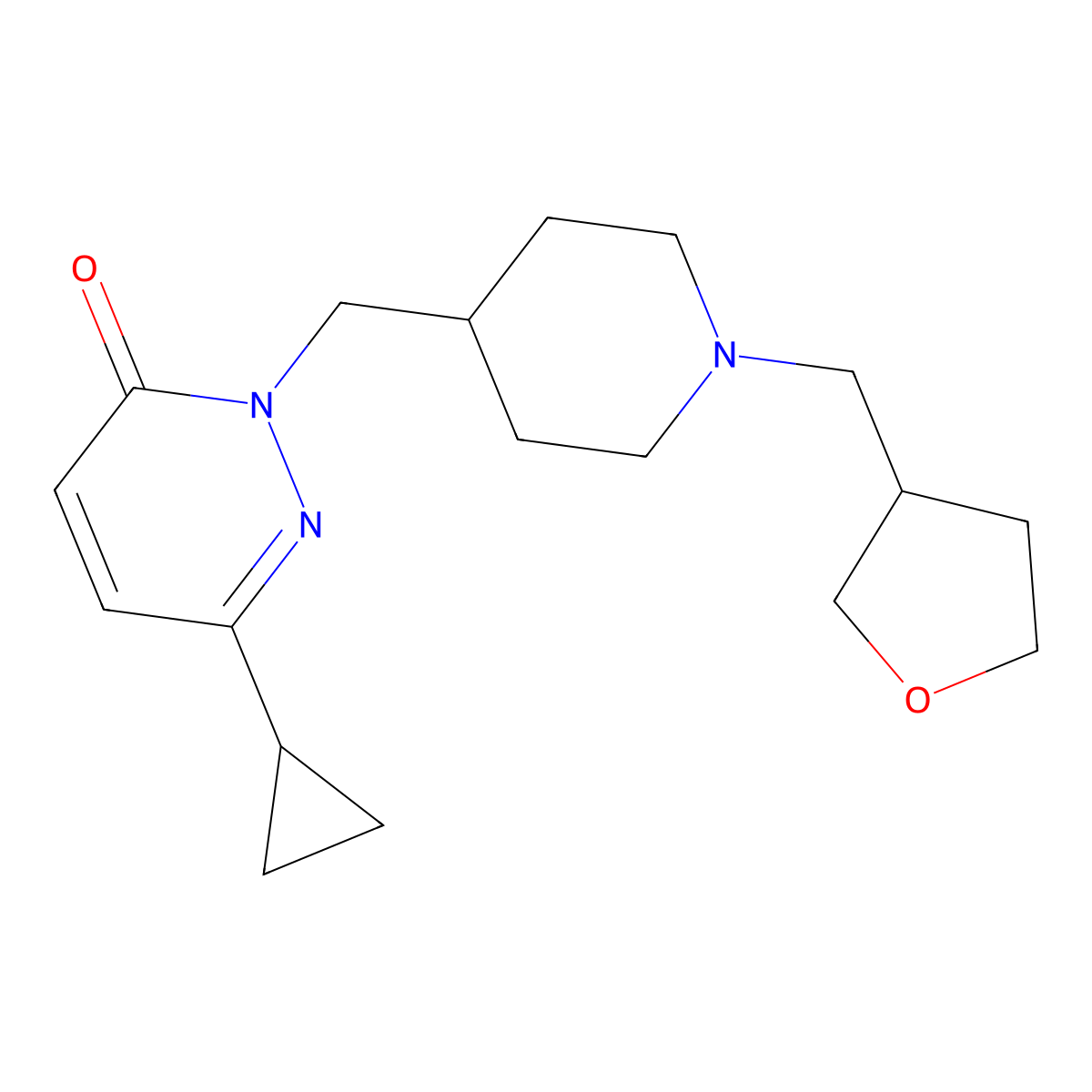 6-Cyclopropyl-2-({1-[(oxolan-3-yl)methyl]piperidin-4-yl}methyl)-2,3-dihydropyridazin-3-one molecular structure, CAS 2097873-15-7