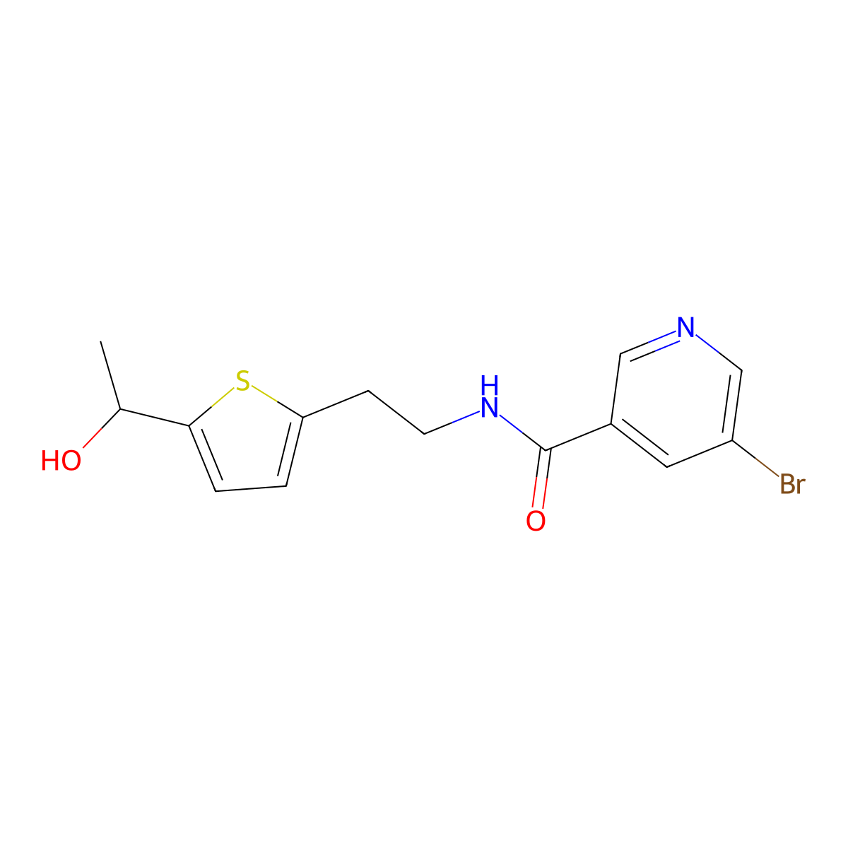 5-bromo-N-{2-[5-(1-hydroxyethyl)thiophen-2-yl]ethyl}pyridine-3-carboxamide molecular structure, CAS 2097873-20-4