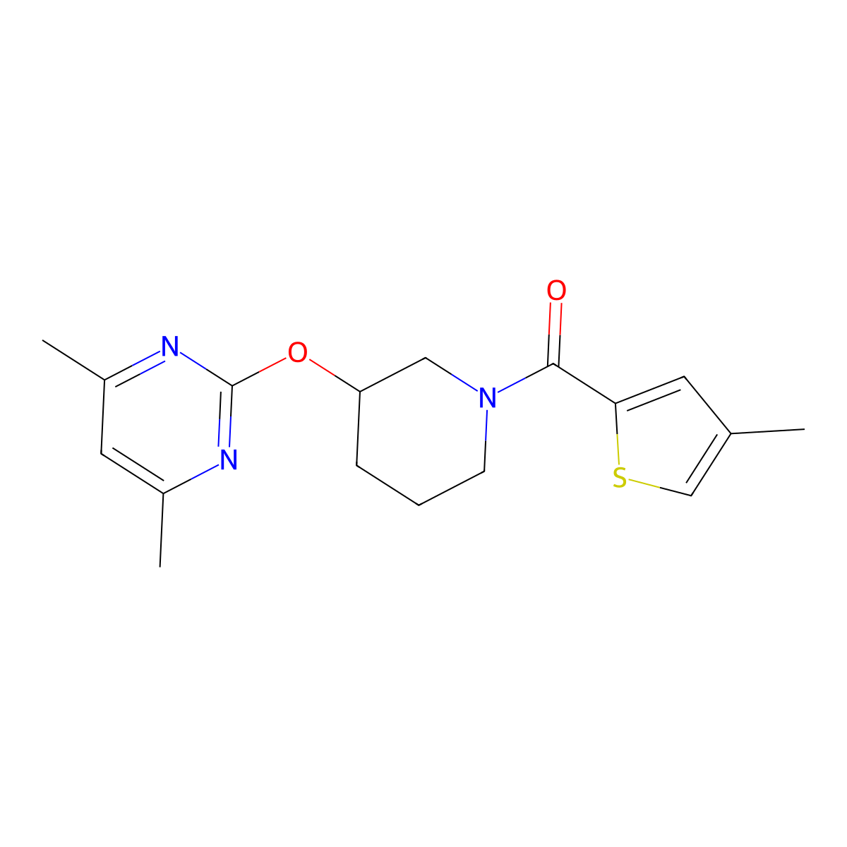 (3-((4,6-Dimethylpyrimidin-2-yl)oxy)piperidin-1-yl)(4-methylthiophen-2-yl)methanone molecular structure, CAS 2097873-24-8