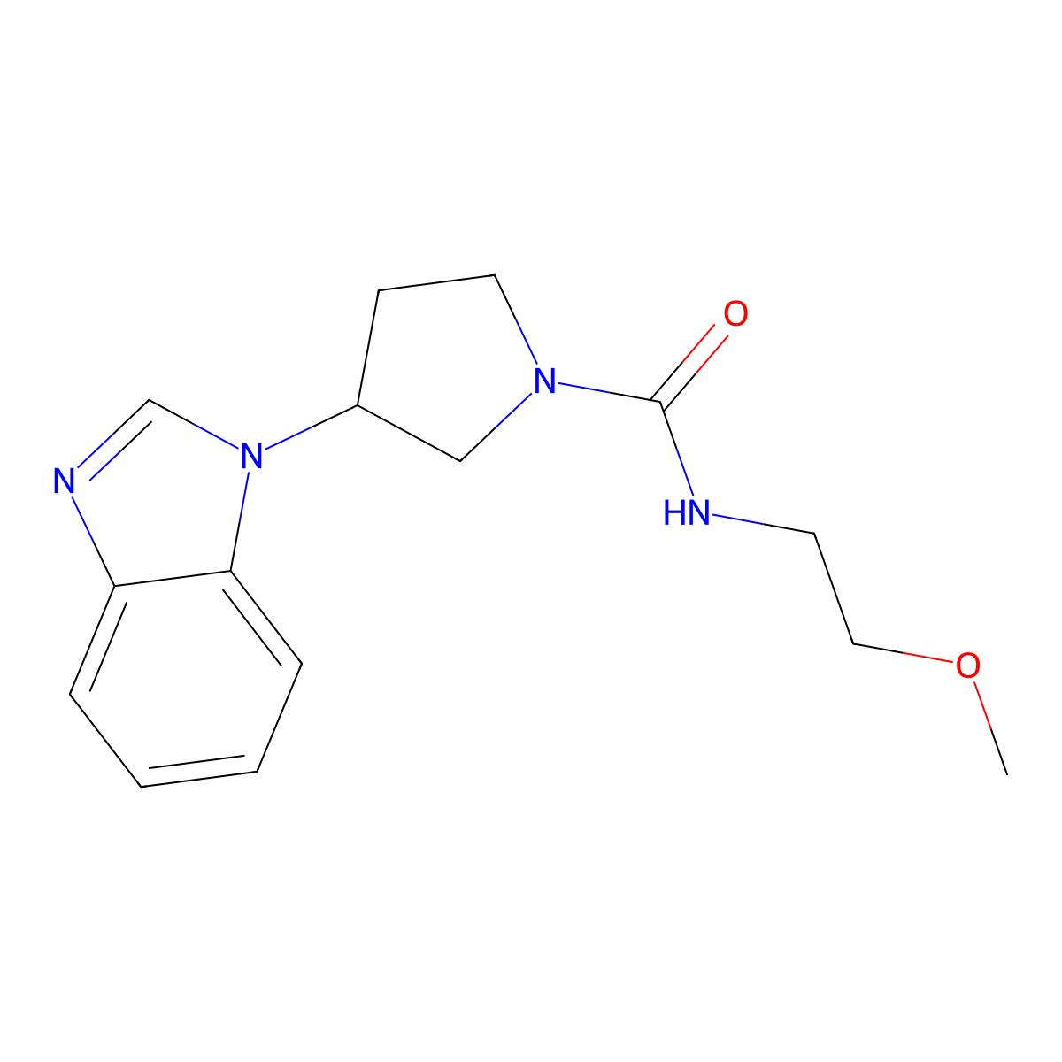 3-(1H-benzo[d]imidazol-1-yl)-N-(2-methoxyethyl)pyrrolidine-1-carboxamide molecular structure, CAS 2097873-27-1